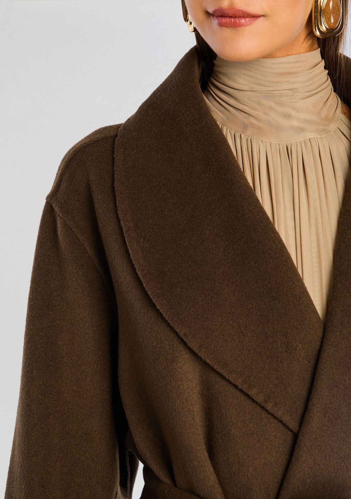 Mavis Wool Coat by SEROYA in Slate Brown, product image 2