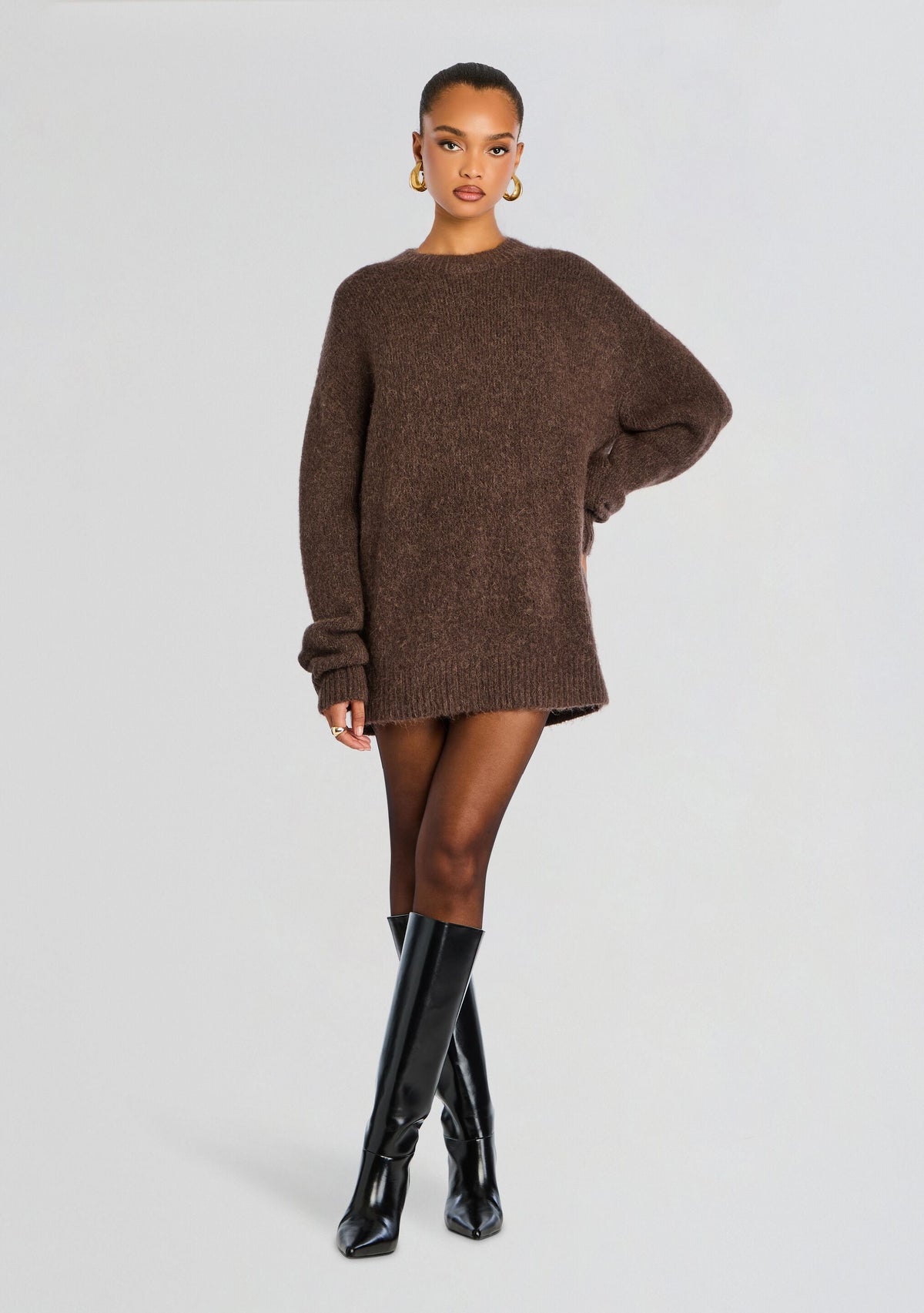 May Sweater by SEROYA in Slate Brown, product image 1