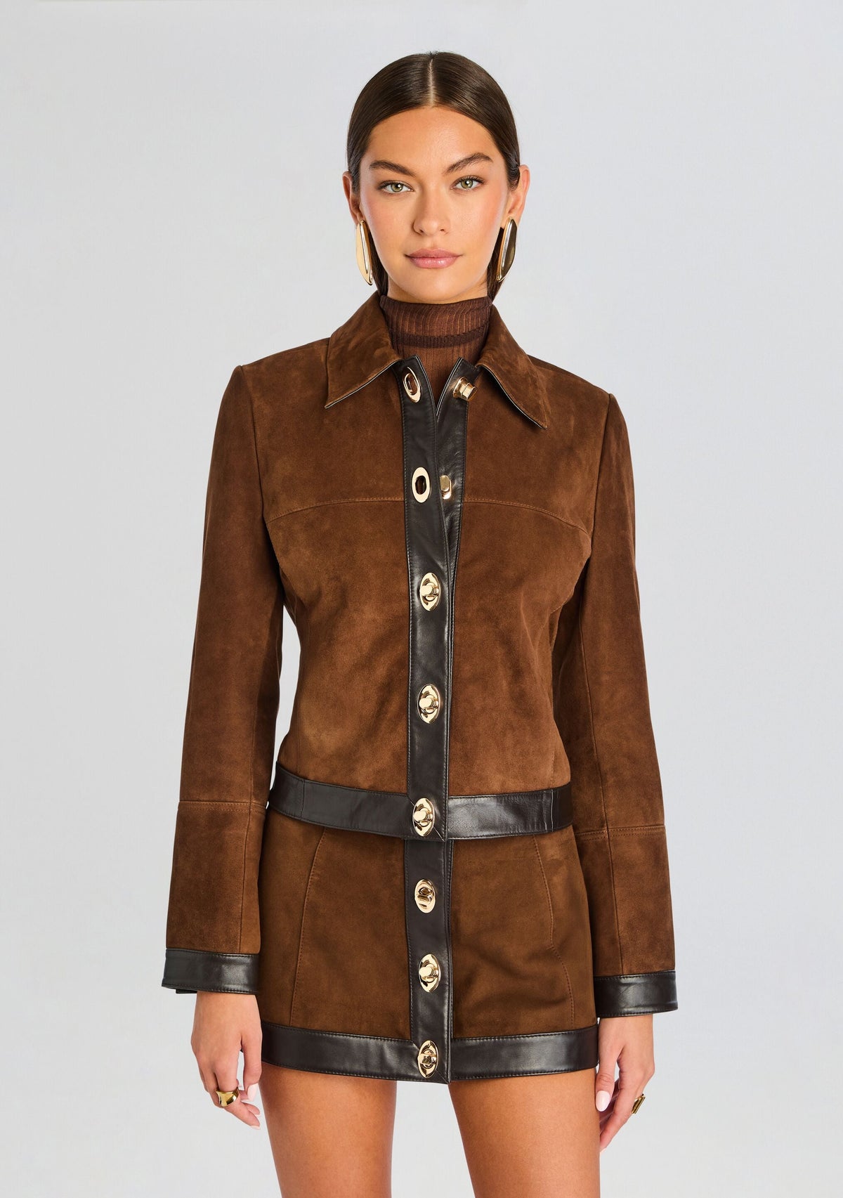 Nanna Suede Leather Jacket by retrofête in Chocolate/Tobacco, product image 1