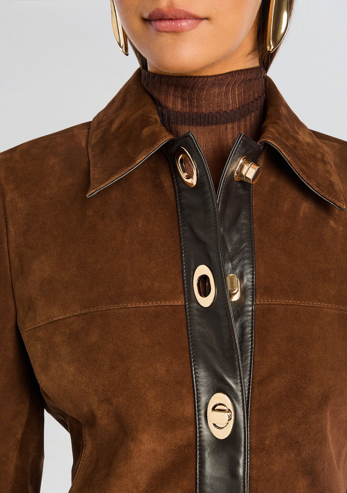 Nanna Suede Leather Jacket by retrofête in Chocolate/Tobacco, product image 2