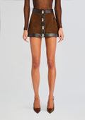 Lisbeth Suede Leather Skirt by retrofête in Chocolate/Tobacco, product image 1