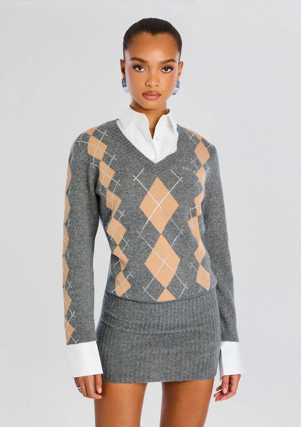 Ornella Embellished Knit Dress by retrofête in Dusk/Latte, product image 5