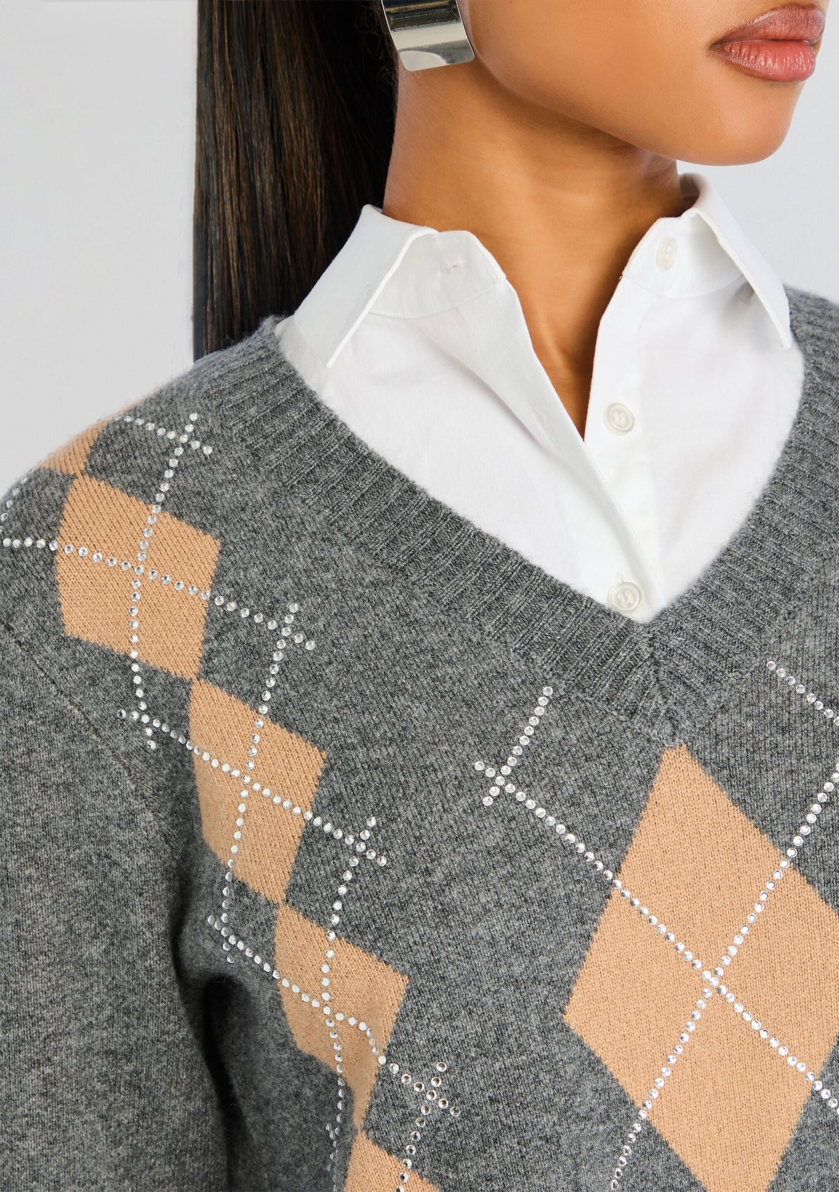 Ornella Embellished Knit Dress by retrofête in Dusk/Latte, product image 2