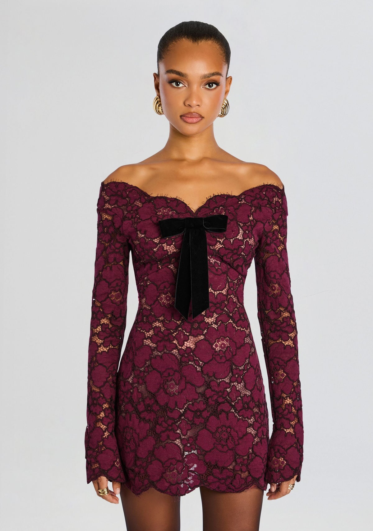 Perdita Lace Dress by retrofête in Port, product image 6