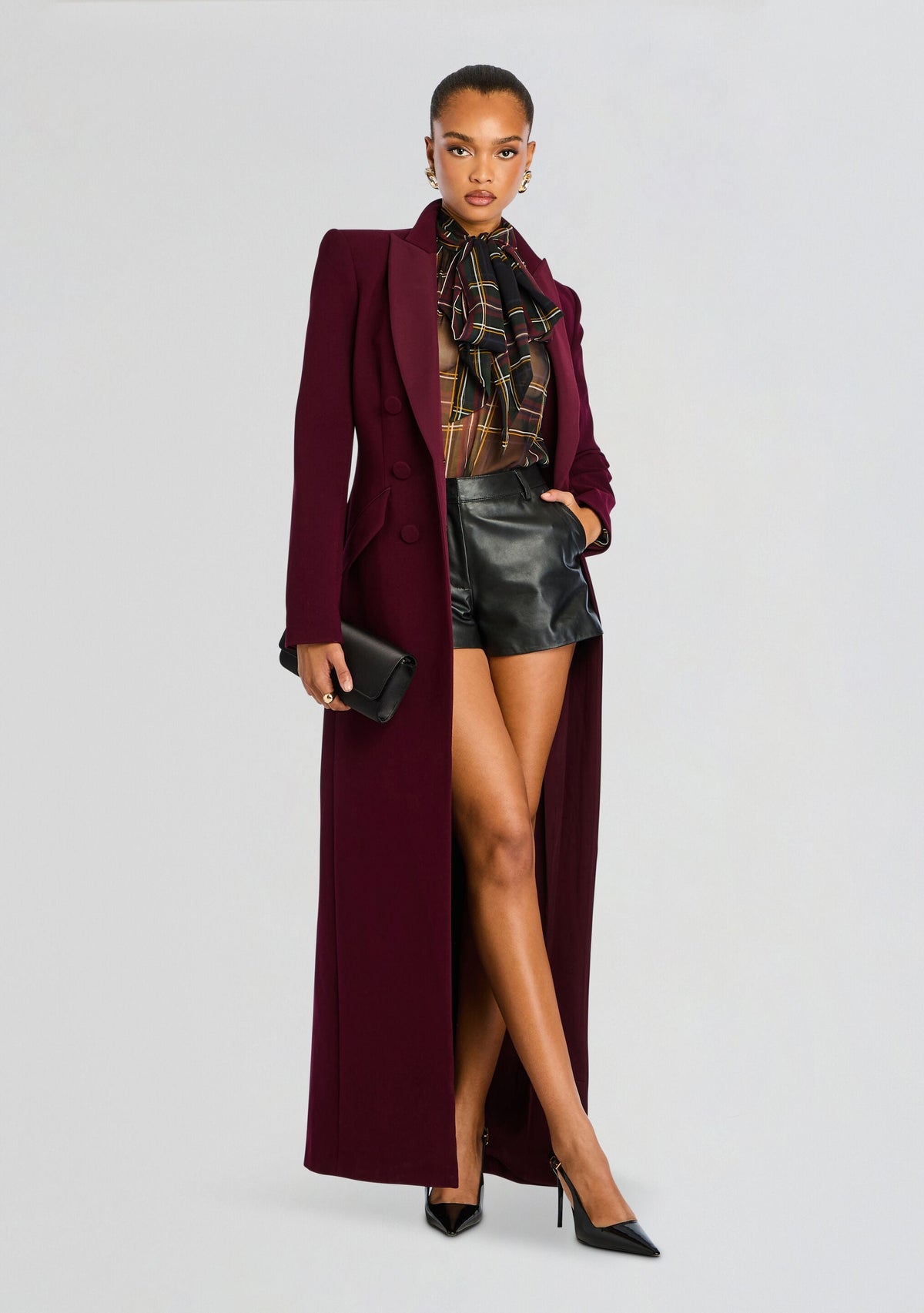 Rhianna Silk Blouse by retrofête in Black Tartan, product image 6