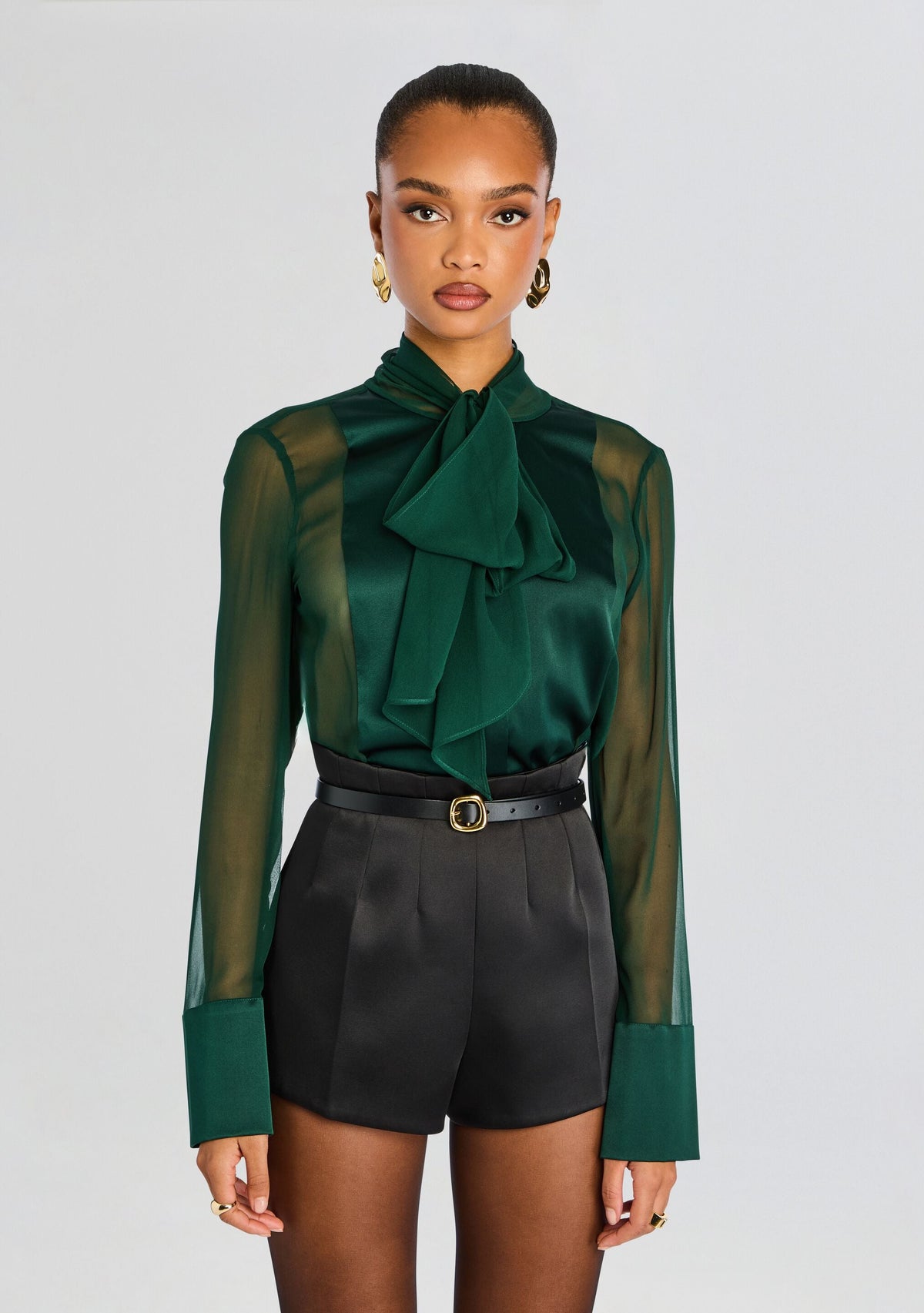 Suri Silk Blouse by retrofête in Pine, product image 1