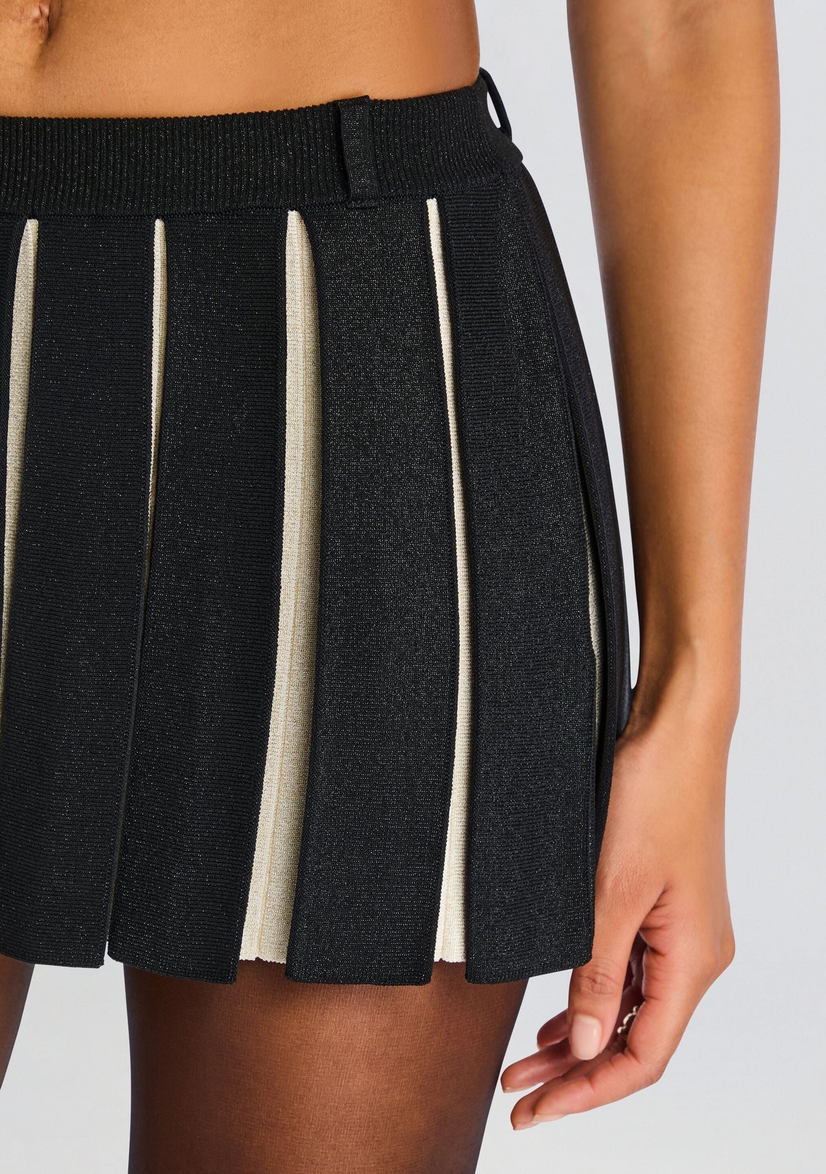 Ludo Metallic Knit Skirt by retrofête in Metallic Black, product image 3