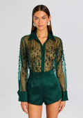 Aubriella Embellished Shirt by retrofête in Pine, product image 1