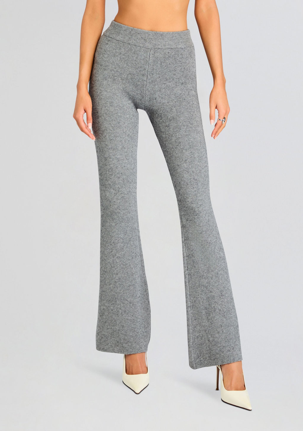 Mickie Knit Flare Pant by SEROYA in Medium Grey, product image 1