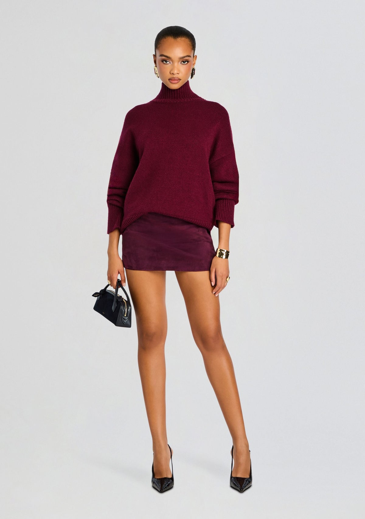 Elsa Turtleneck Sweater by SEROYA in Pinot, product image 2