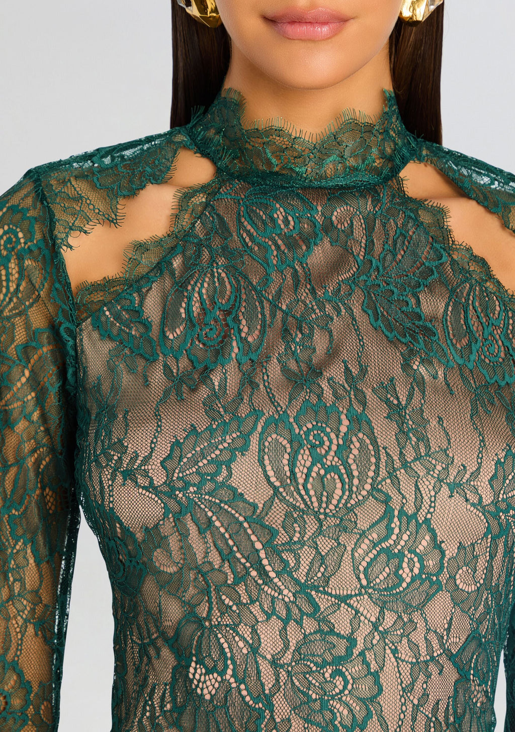 Gilana Lace Dress by retrofête in Pine, product image 2