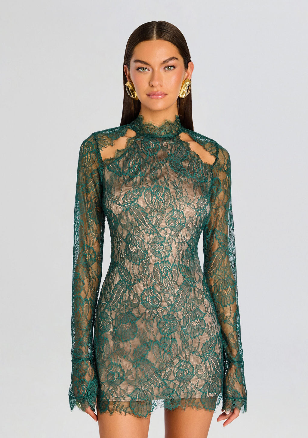 Gilana Lace Dress by retrofête in Pine, product image 5