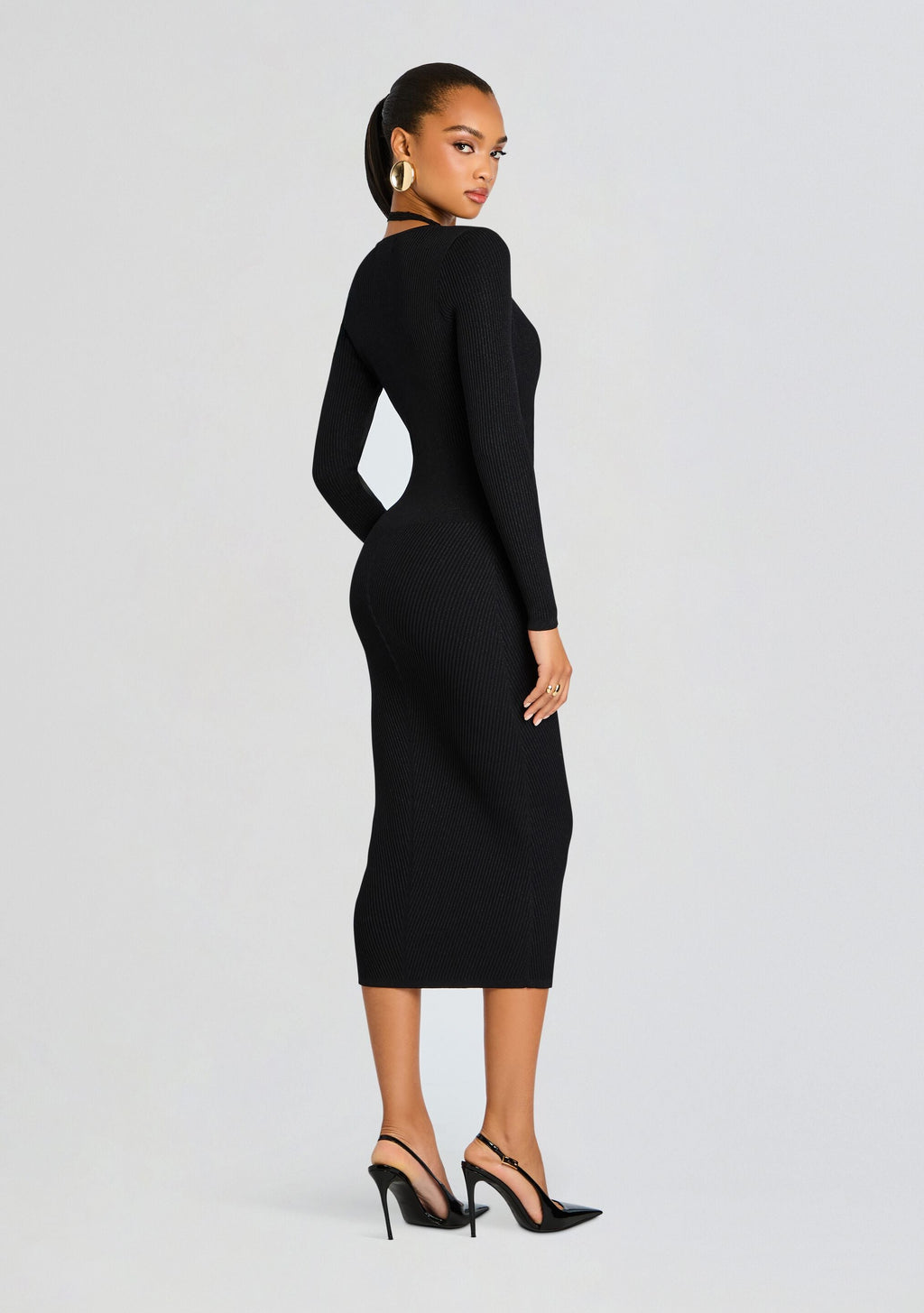 Lorella Metallic Knit Dress by retrofête in Metallic Black, product image 4