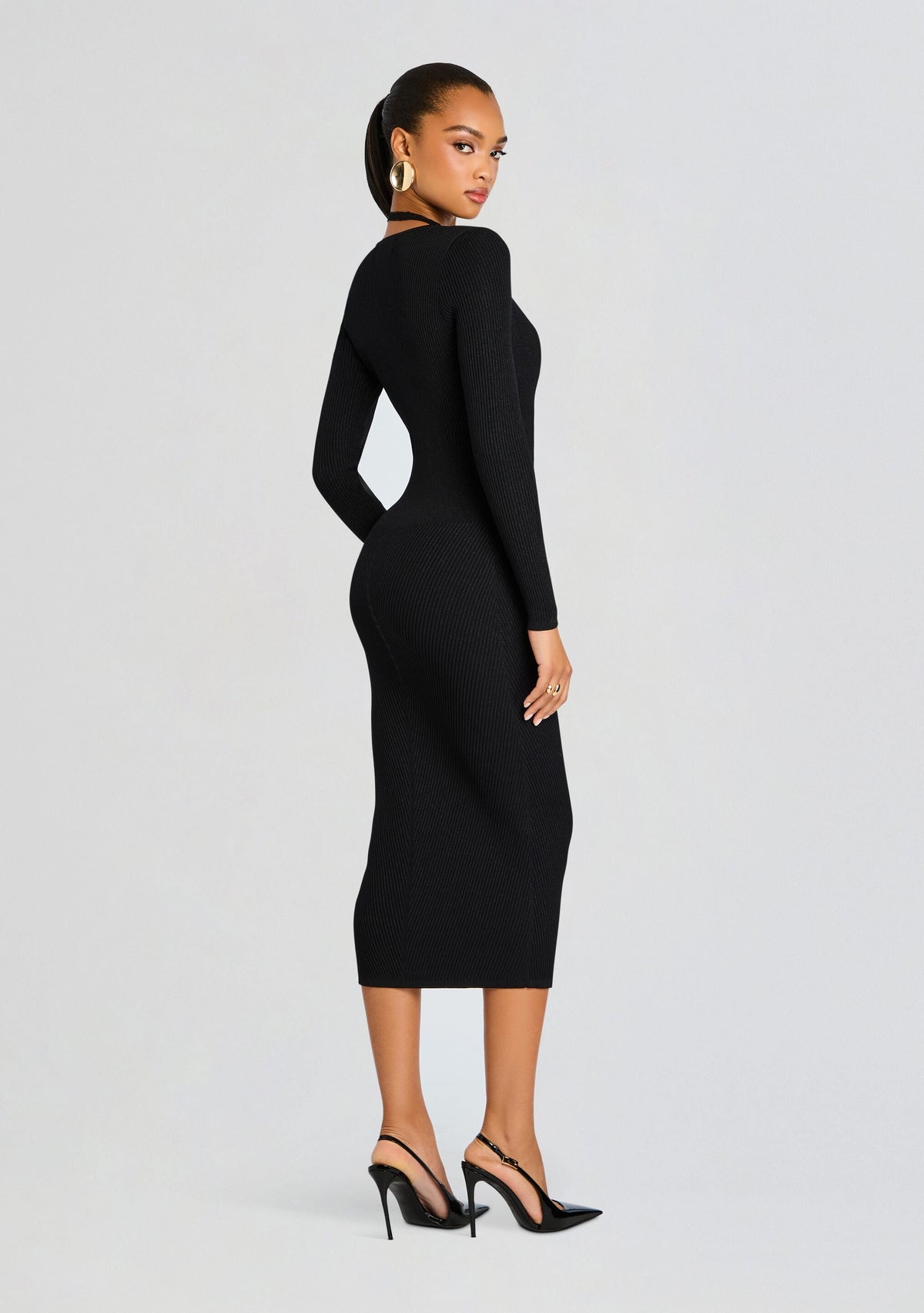 Lorella Metallic Knit Dress by retrofête in Metallic Black, product image 4