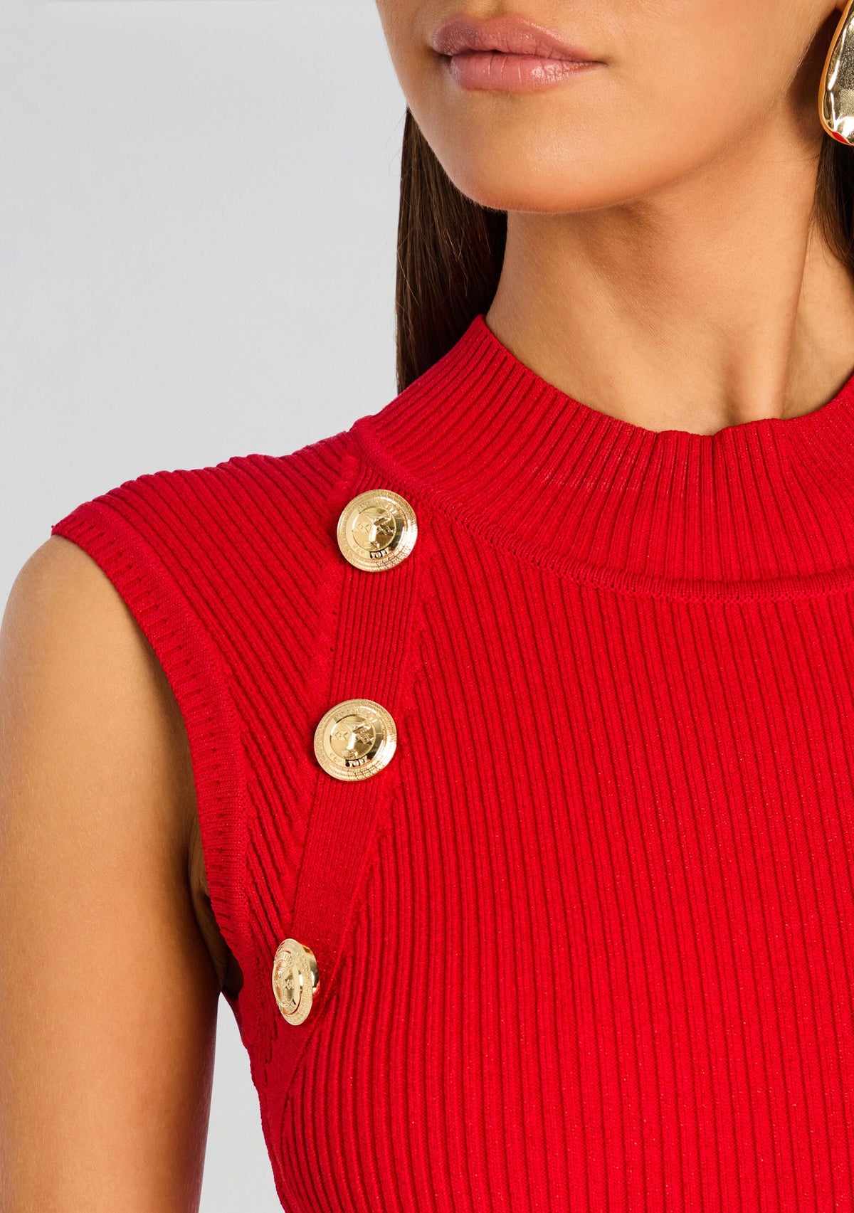 Nunzia Metallic Knit Dress by retrofête in Metallic Fiery Red, product image 2