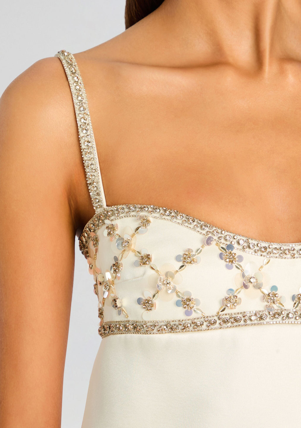Solere Embellished Dress by retrofête in White/Gold, product image 2