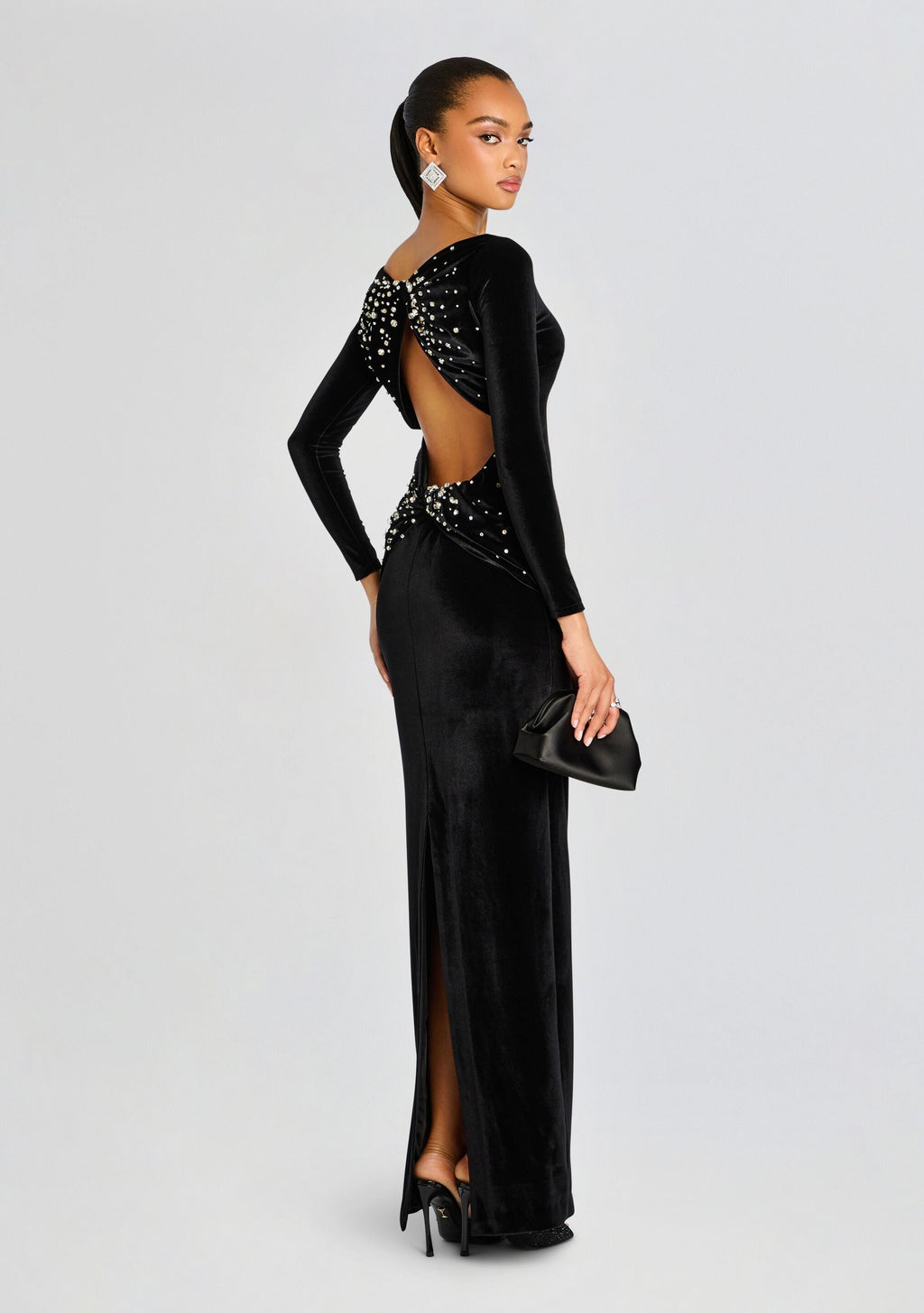 Taegan Velvet Dress by retrofête in Black, product image 1