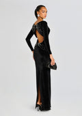 Taegan Velvet Dress by retrofête in Black, product image 1