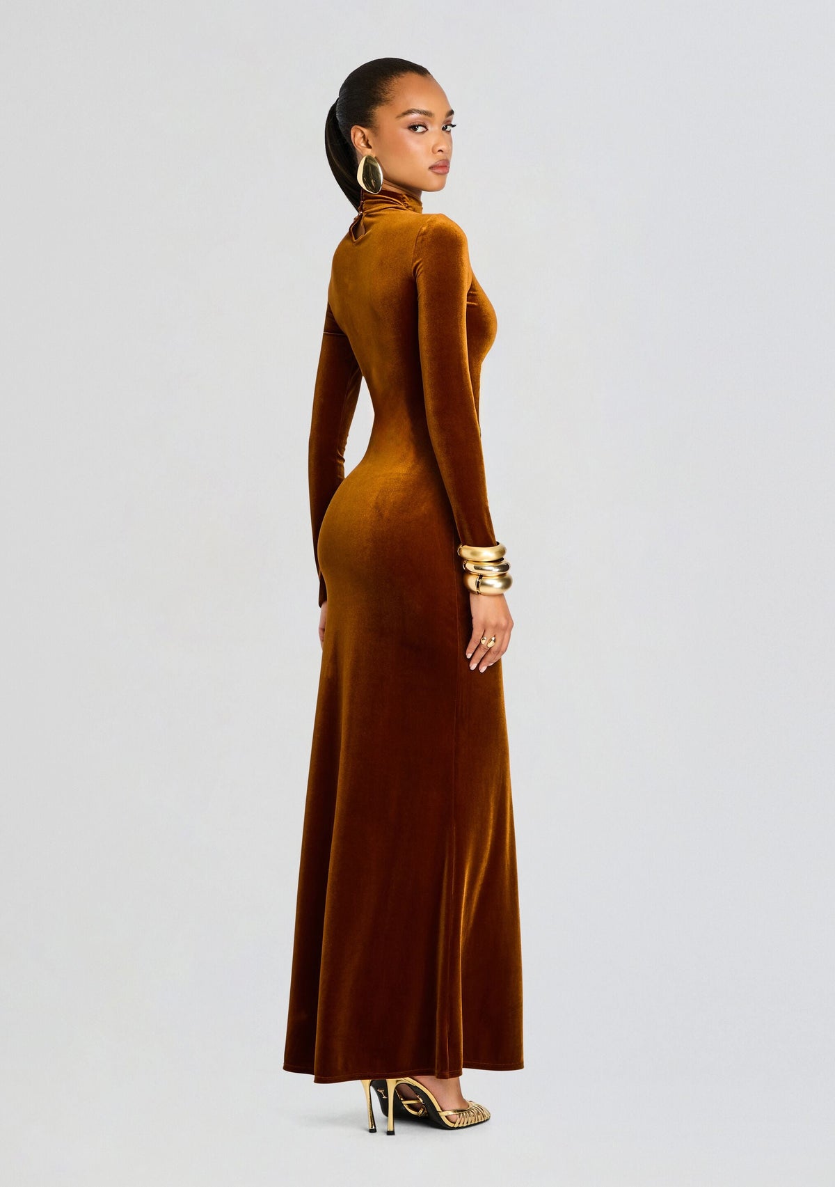 Viola Velvet Maxi Dress by SEROYA in Marigold, product image 4