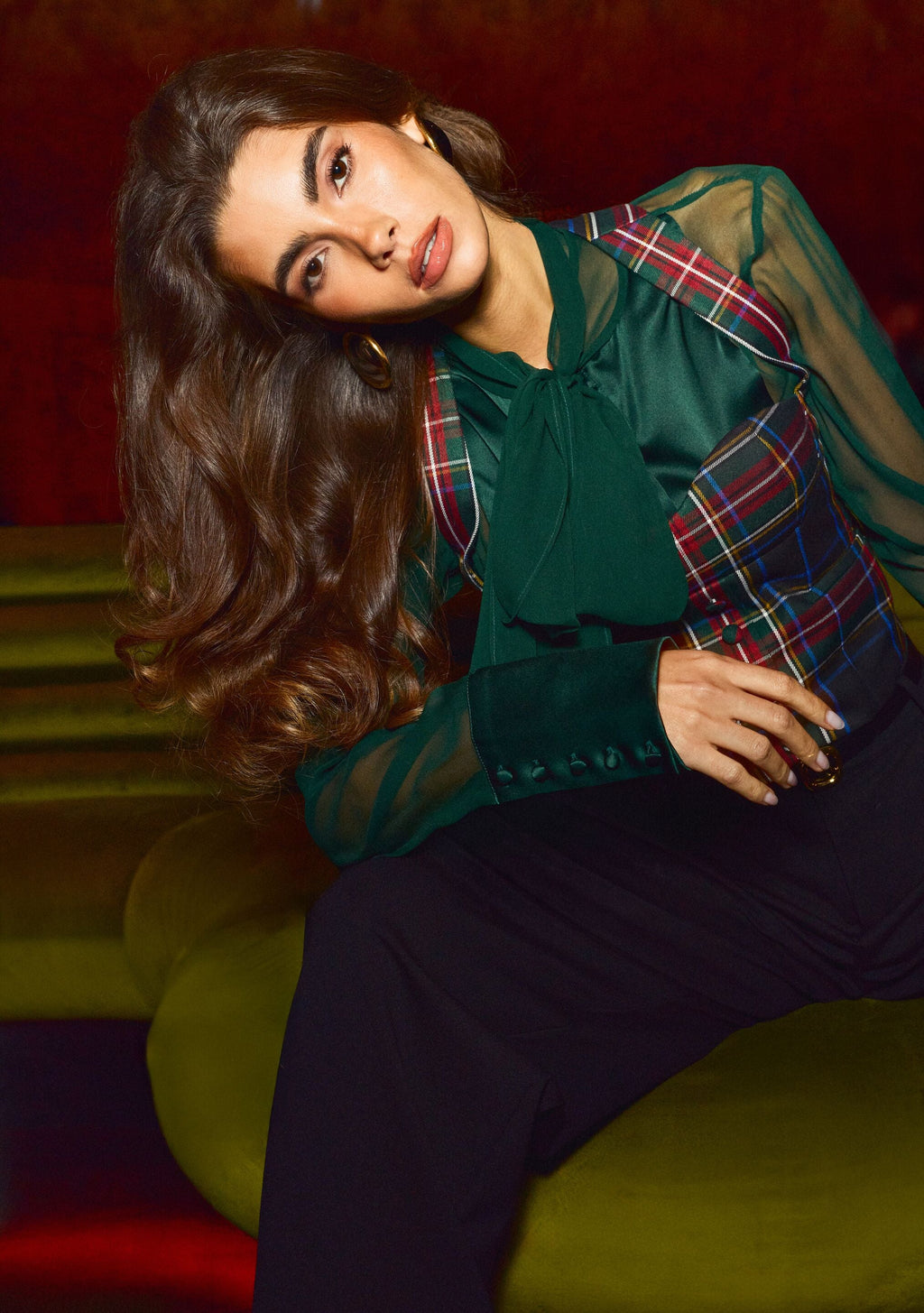 Donella Waistcoat by retrofête in Black Tartan, product image 2
