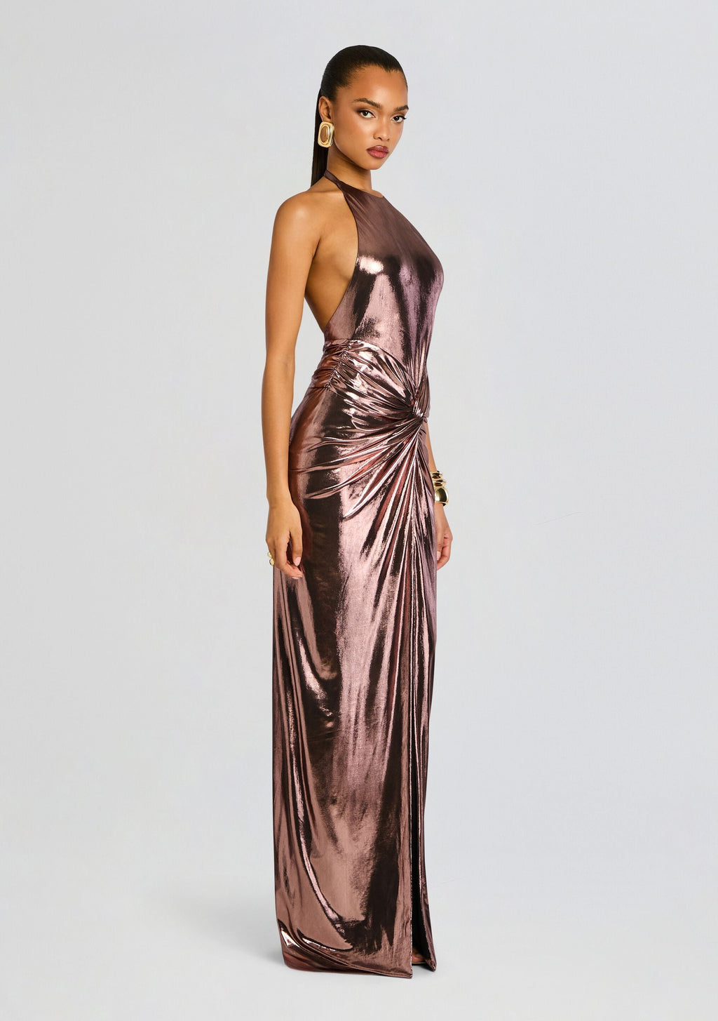 Anida Dress by retrofête in Metallic Rose Gold, product image 3