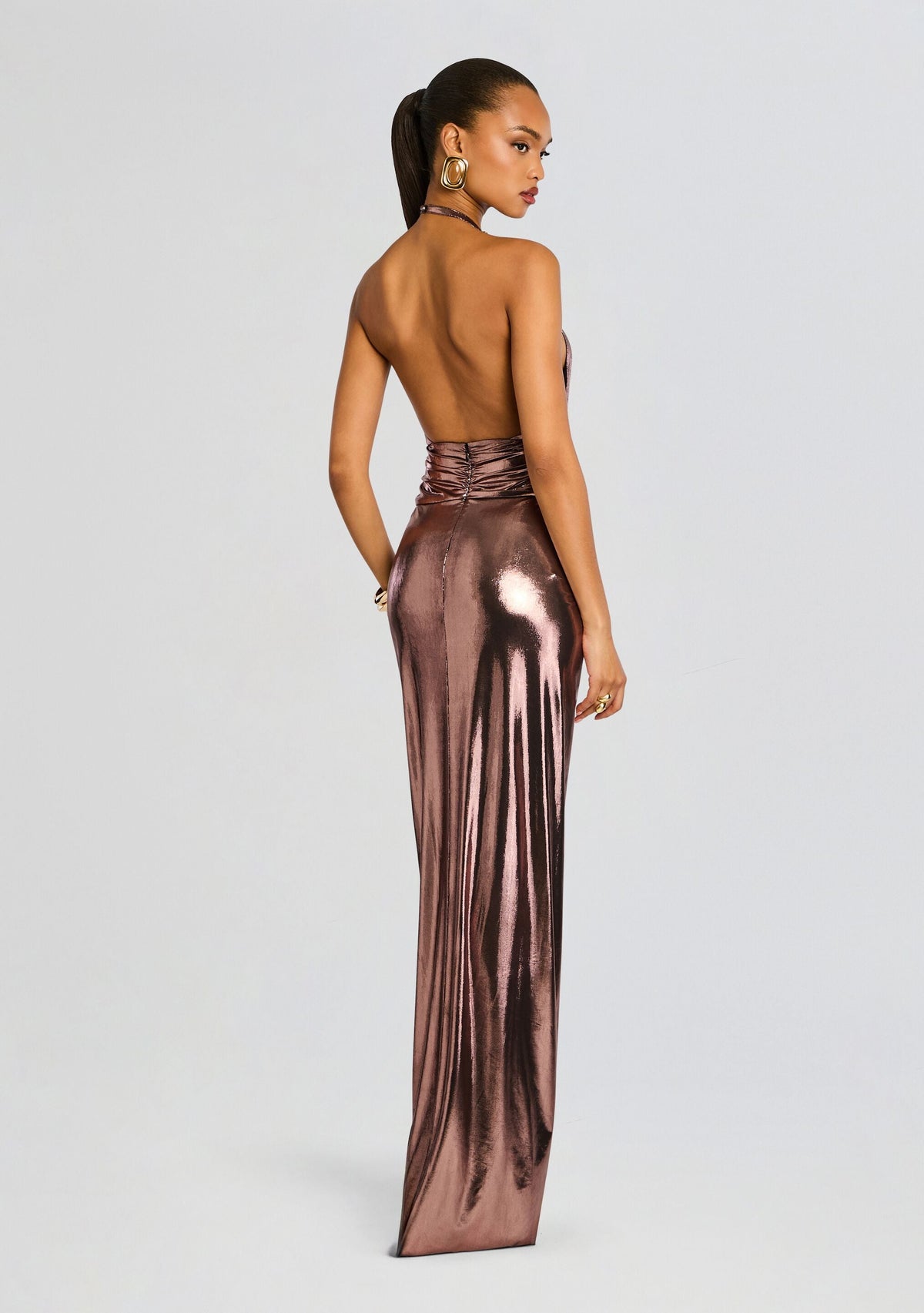 Anida Dress by retrofête in Metallic Rose Gold, product image 4