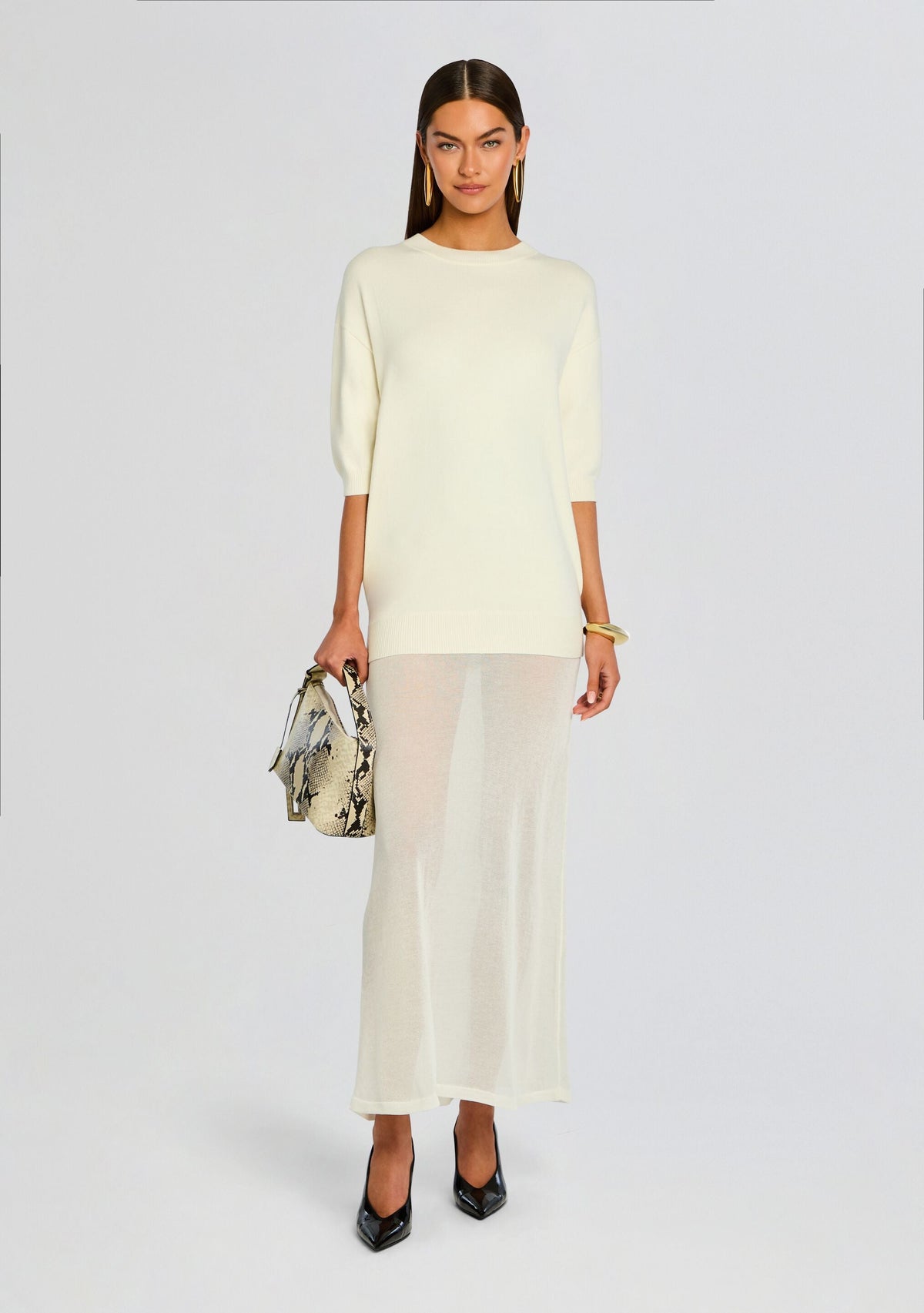 Arwen Knit Maxi Dress by SEROYA in Eggshell, product image 5