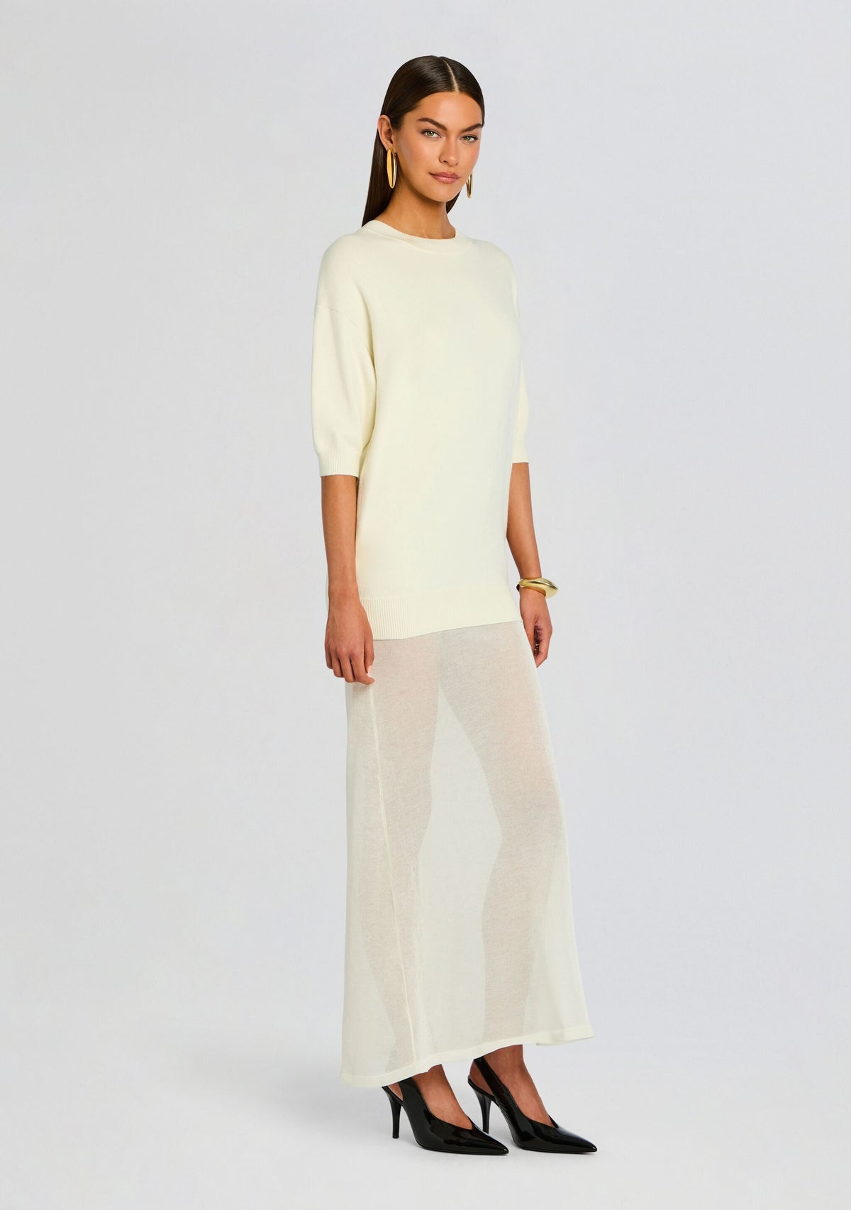 Arwen Knit Maxi Dress by SEROYA in Eggshell, product image 3