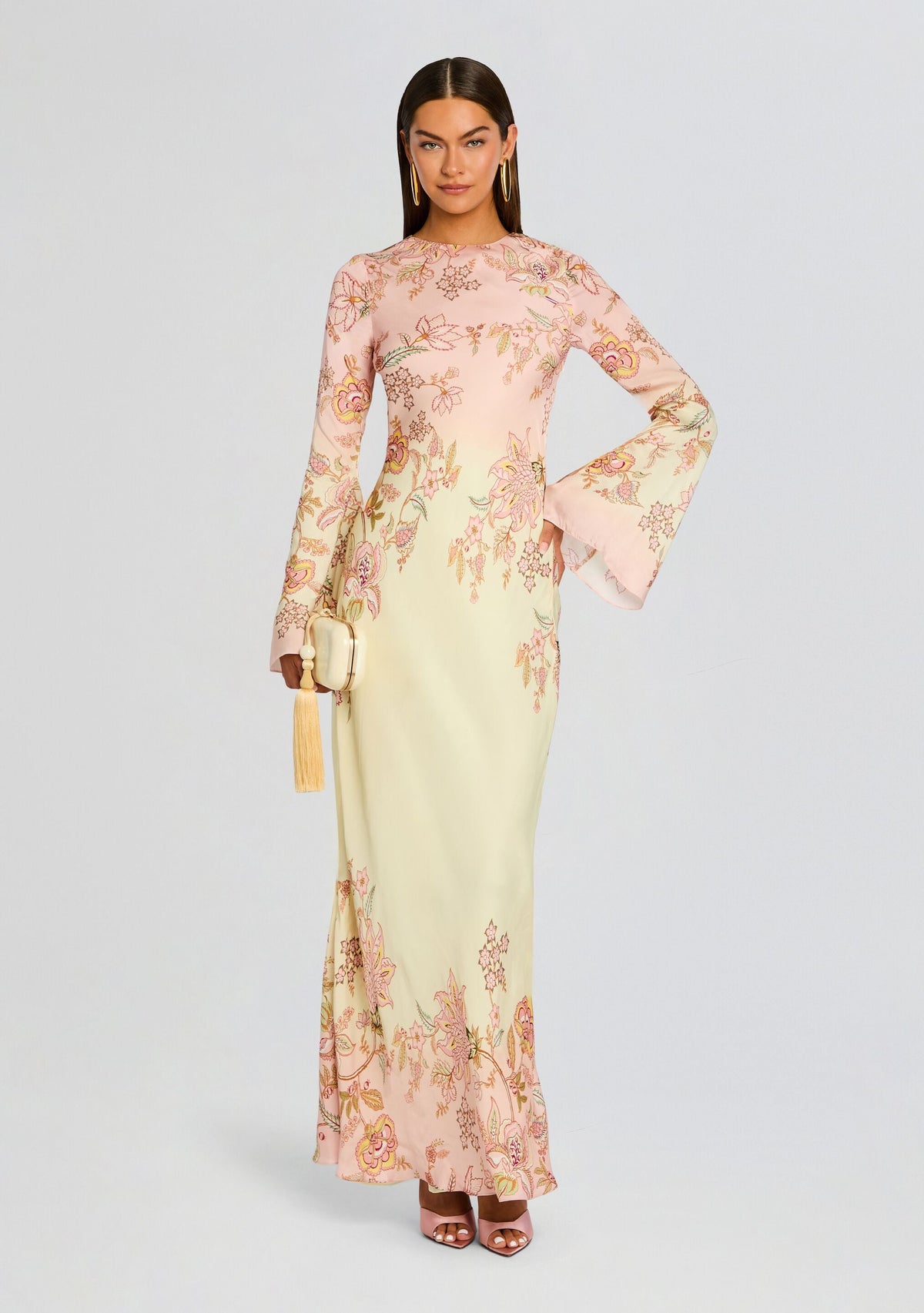 Riah Maxi Dress by Hemant & Nandita in Yellow and Pink, product image 1