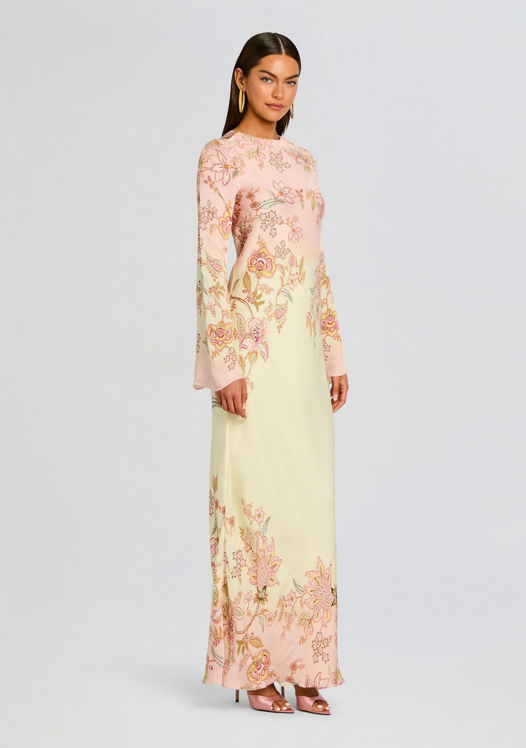 Riah Maxi Dress by Hemant & Nandita in Yellow and Pink, product image 3