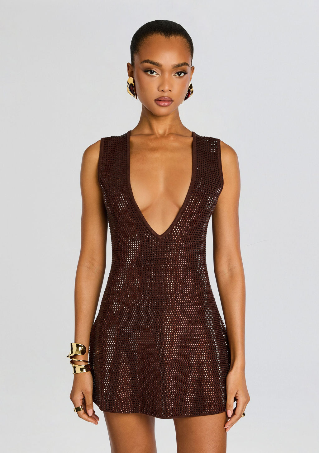 Bastet Embellished Dress by retrofête in Espresso, product image 5