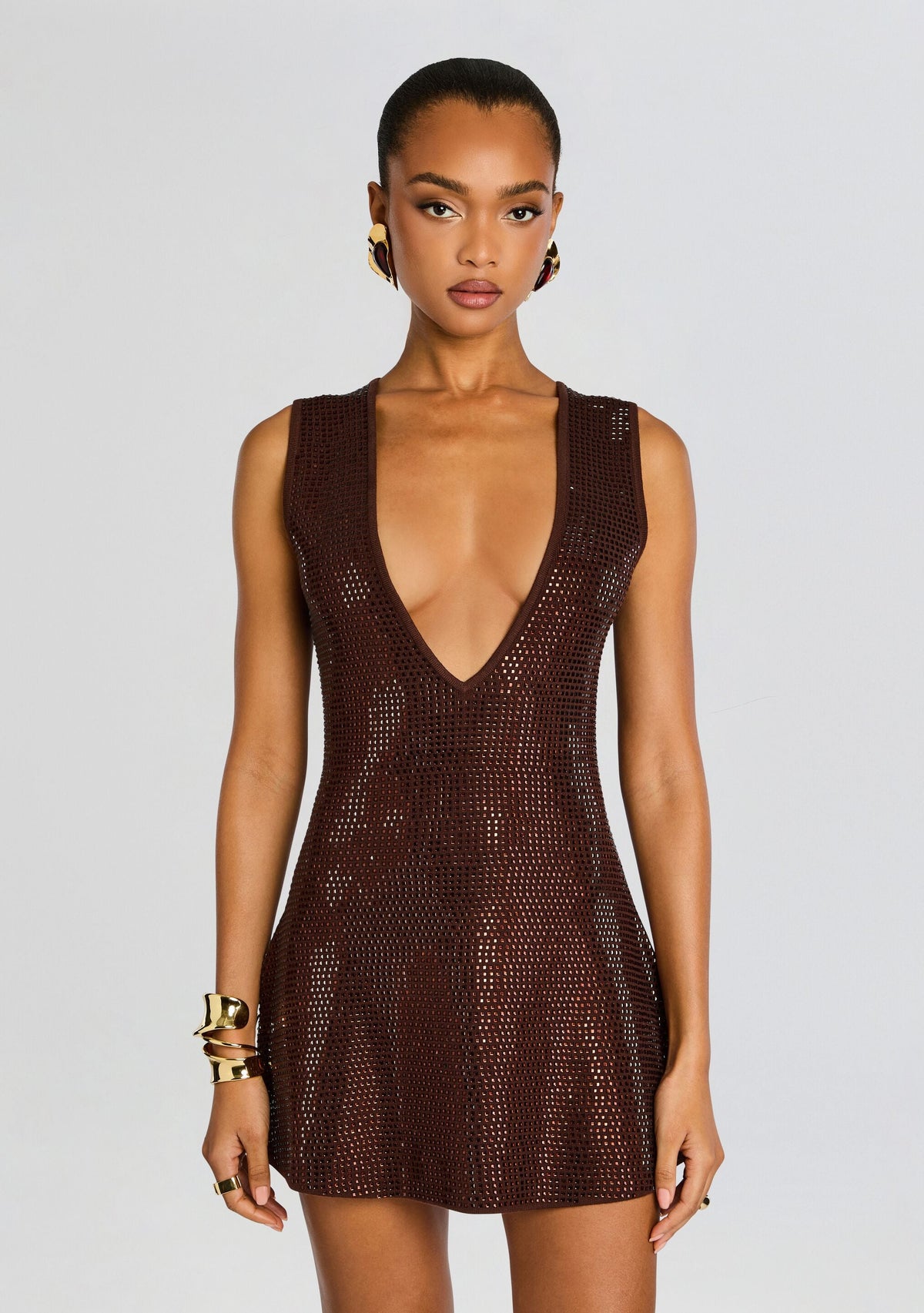 Bastet Embellished Dress by retrofête in Espresso, product image 5
