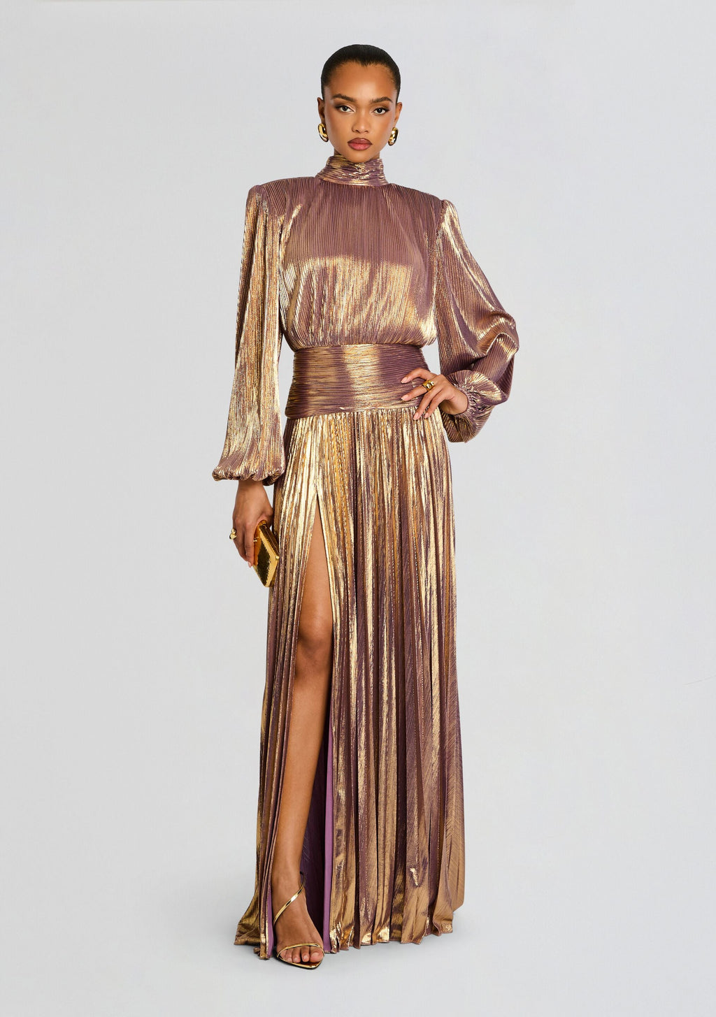 Brienne Dress by retrofête in Purple/Gold, product image 1