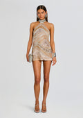 Buffie Embroidered Dress by retrofête in Champagne/Silver, product image 1