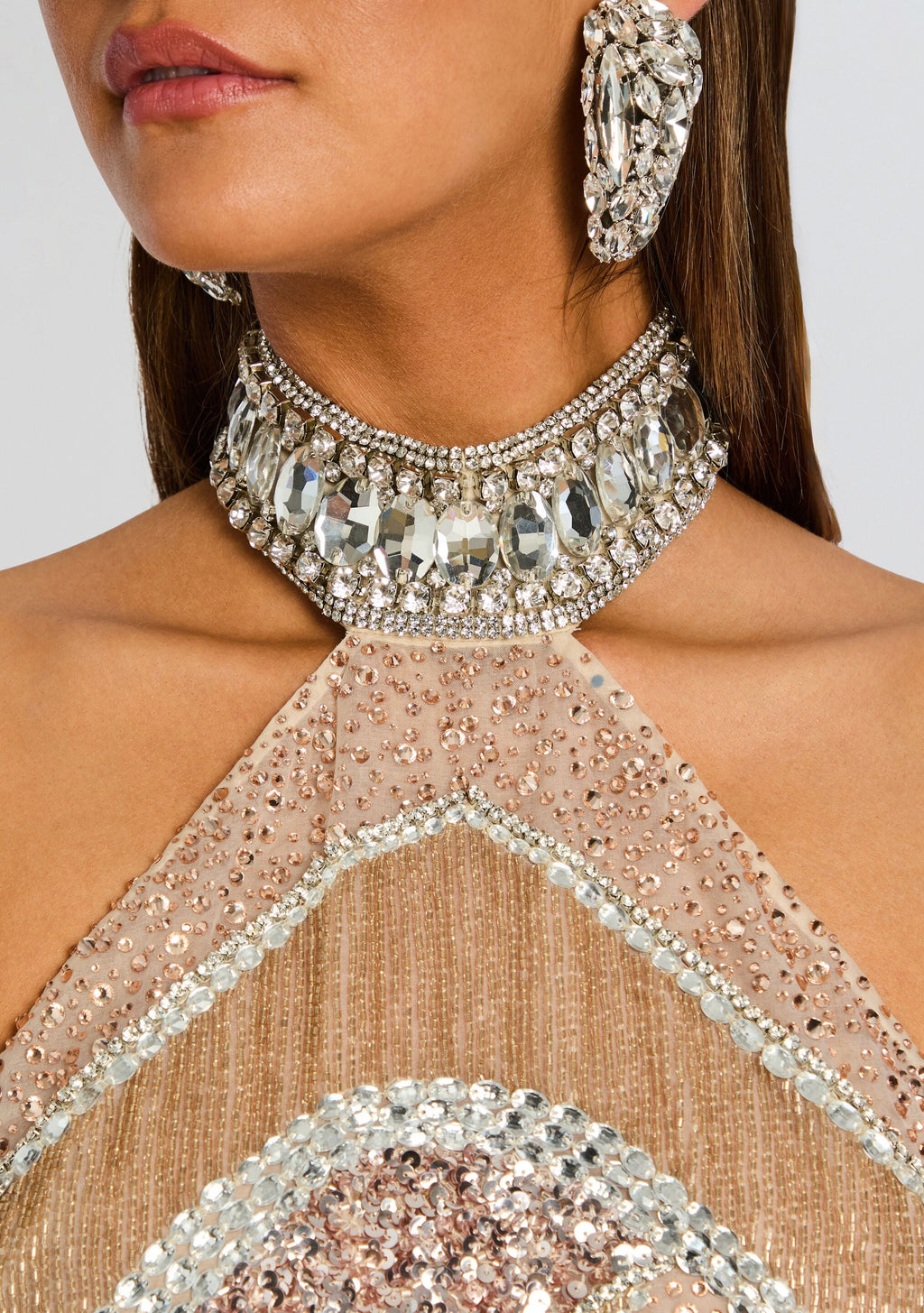 Buffie Embroidered Dress by retrofête in Champagne/Silver, product image 3