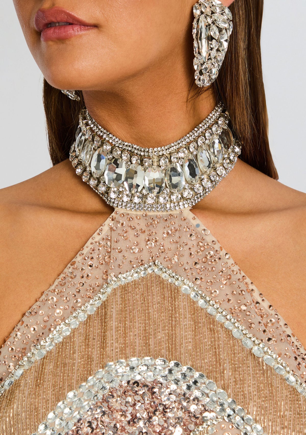 Buffie Embroidered Dress by retrofête in Champagne/Silver, product image 3