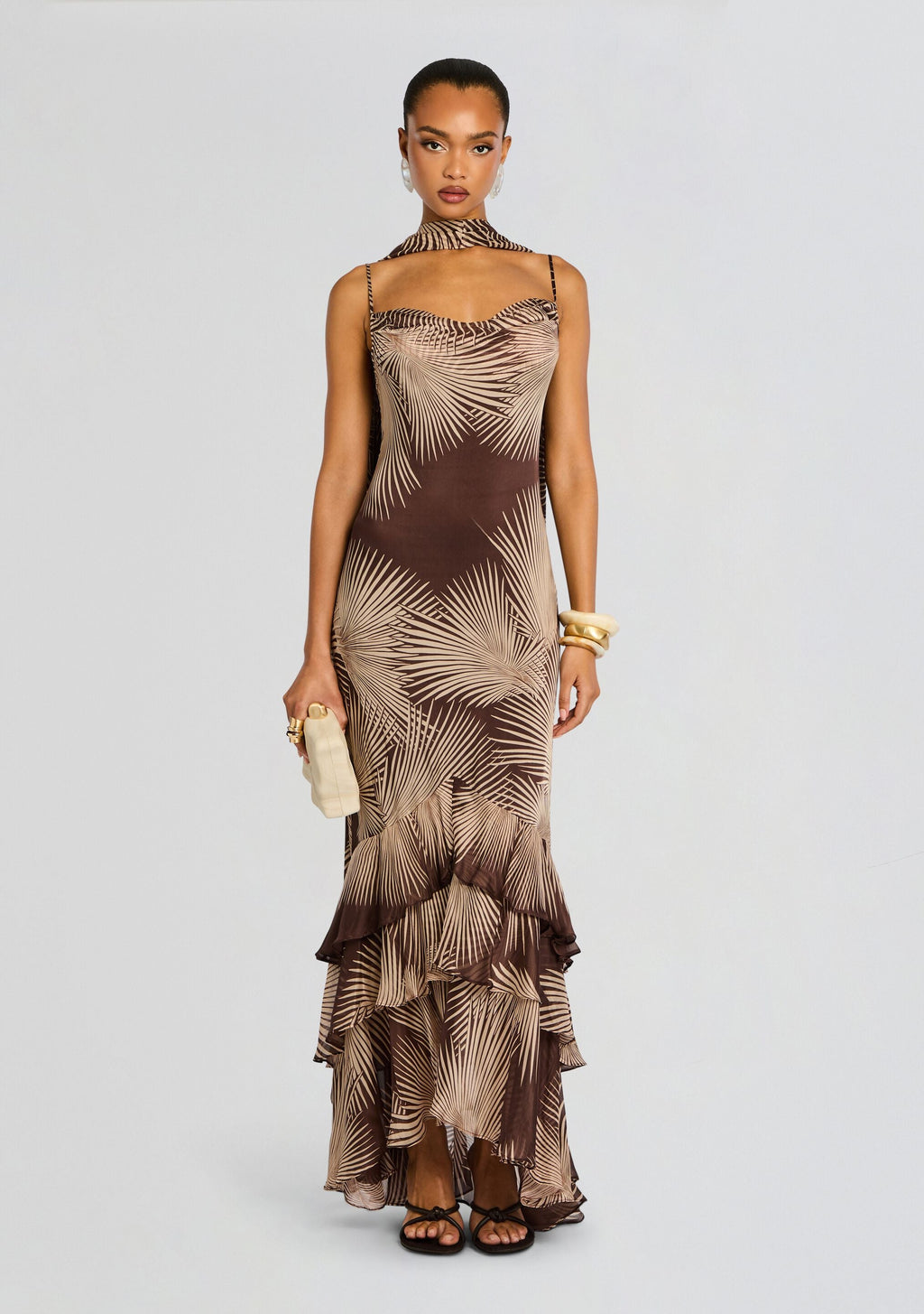 Taro Maxi Dress with Sash by Rococo Sand in Brown, product image 3