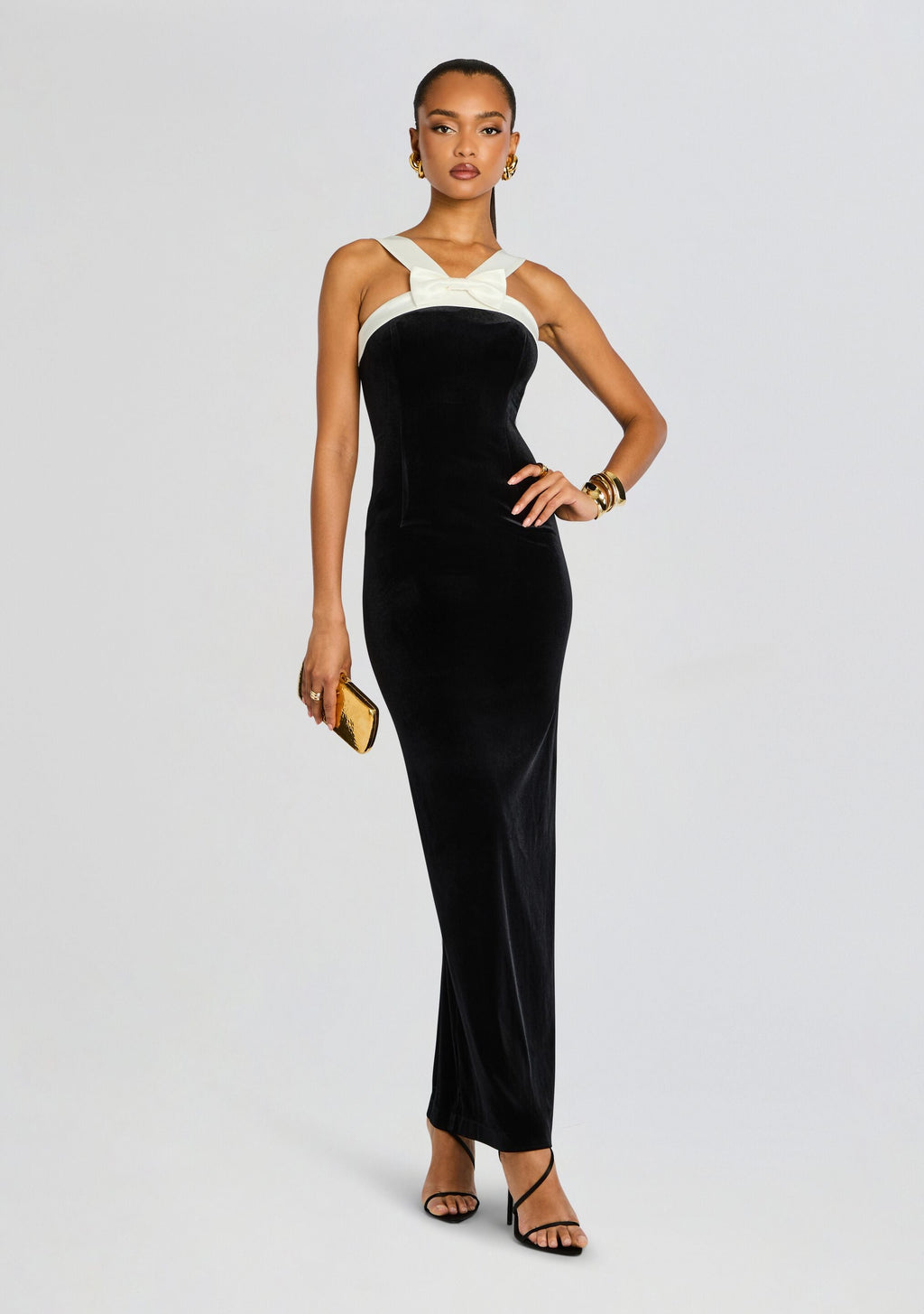 Esme Bowed Dress by Sans Faff in Black and White, product image 1