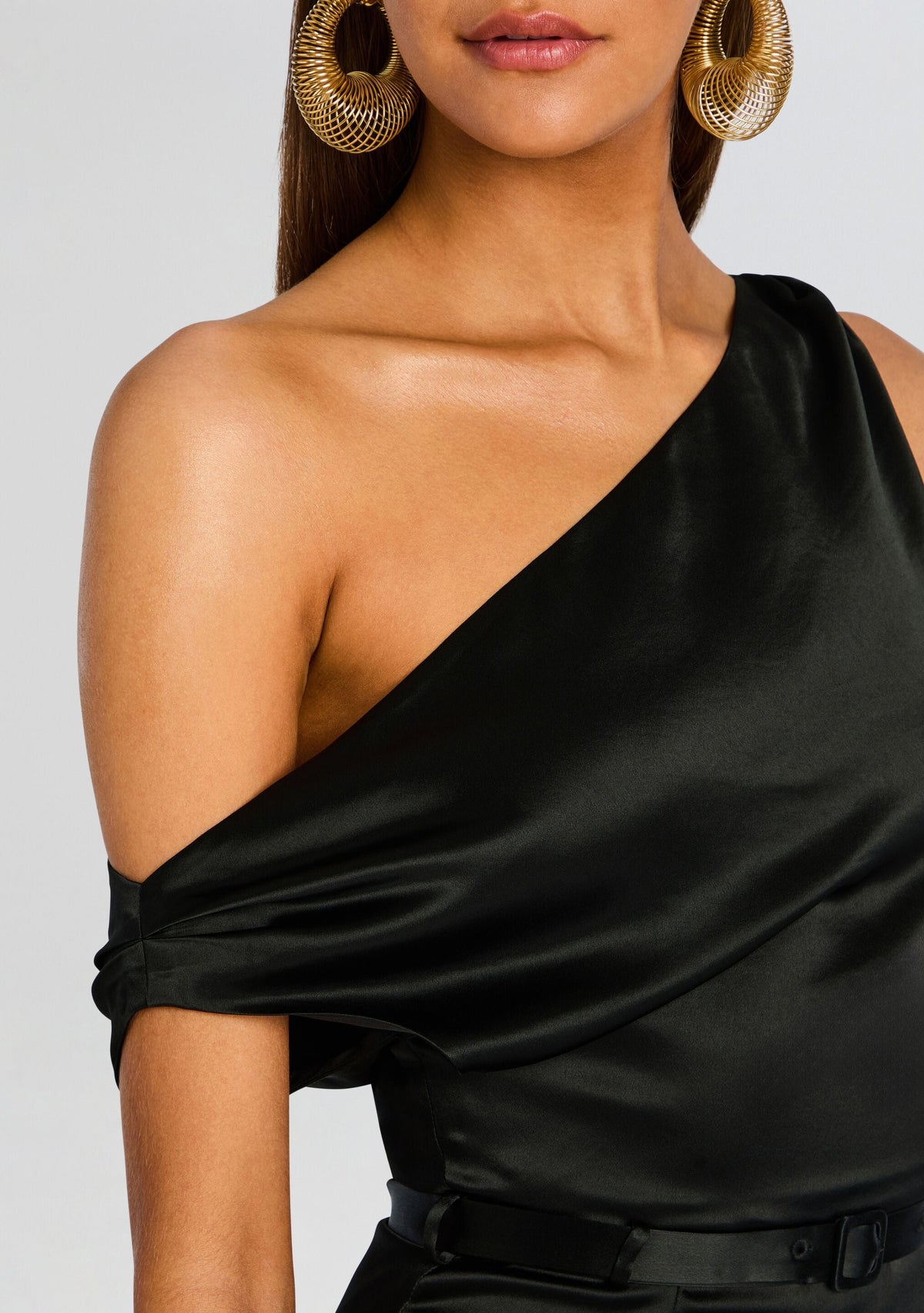 Ivy Satin Off The Shoulder Mini Dress by Sans Faff in Black, product image 2