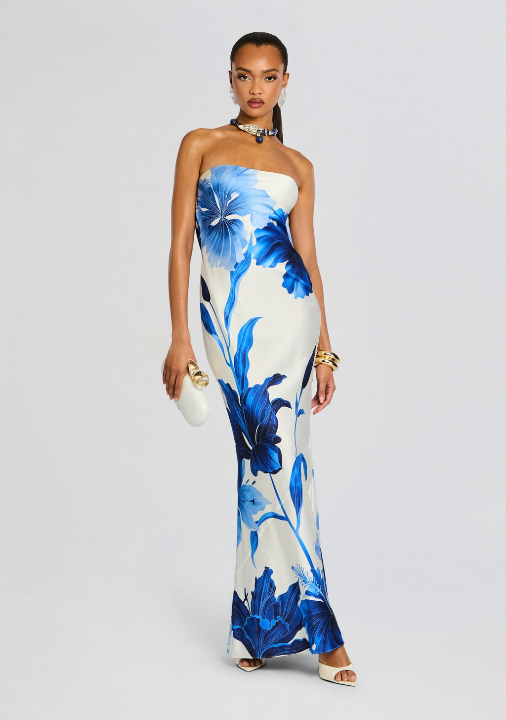 Keaton Silk Dress by retrofête in Azure Primavera, product image 3