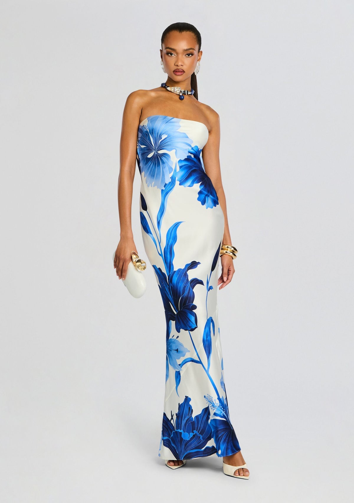 Keaton Silk Dress by retrofête in Azure Primavera, product image 3