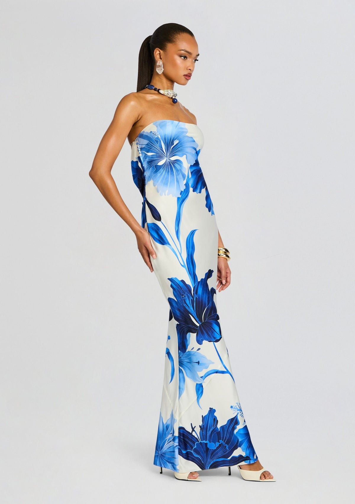 Keaton Silk Dress by retrofête in Azure Primavera, product image 4