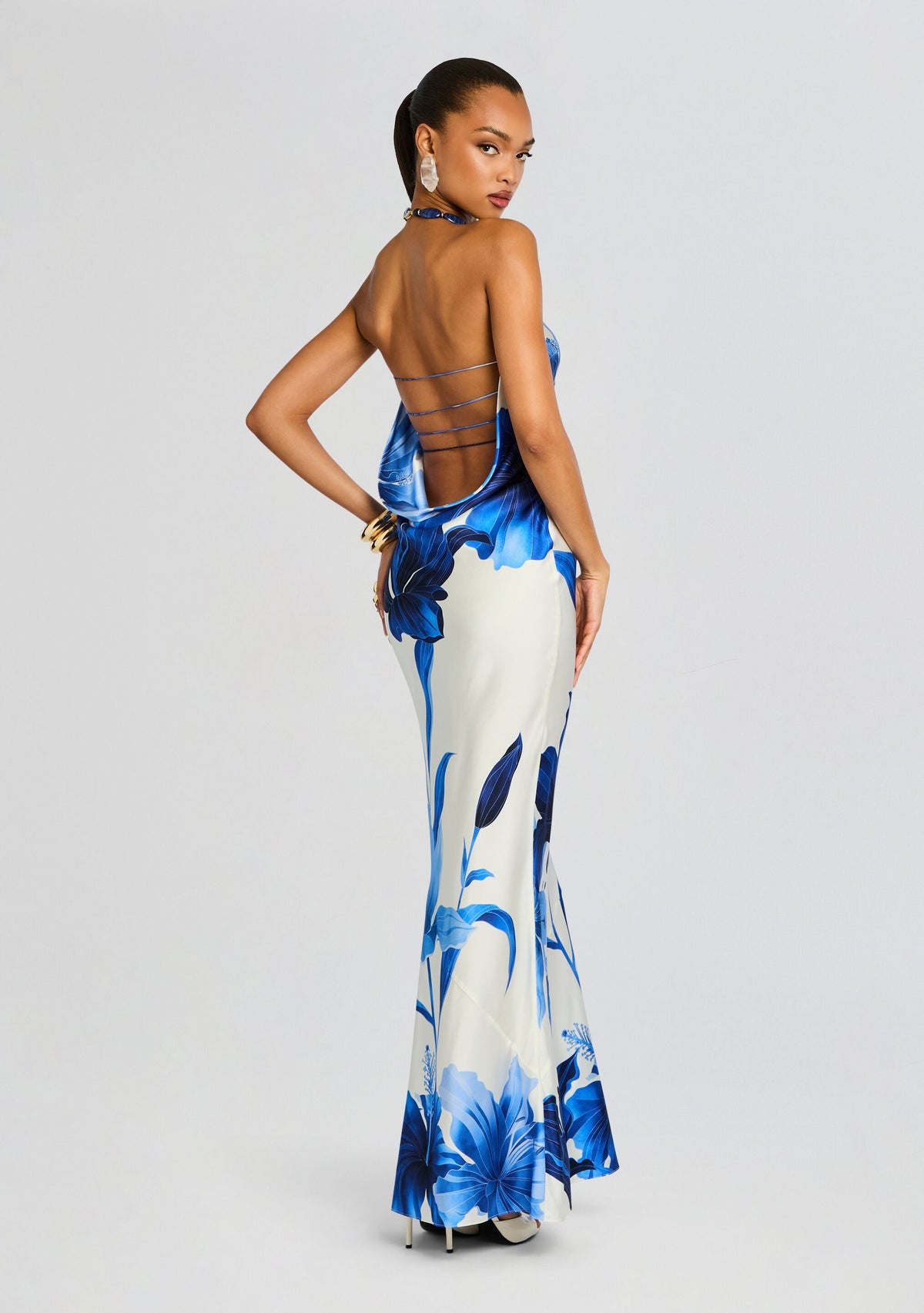 Keaton Silk Dress by retrofête in Azure Primavera, product image 1