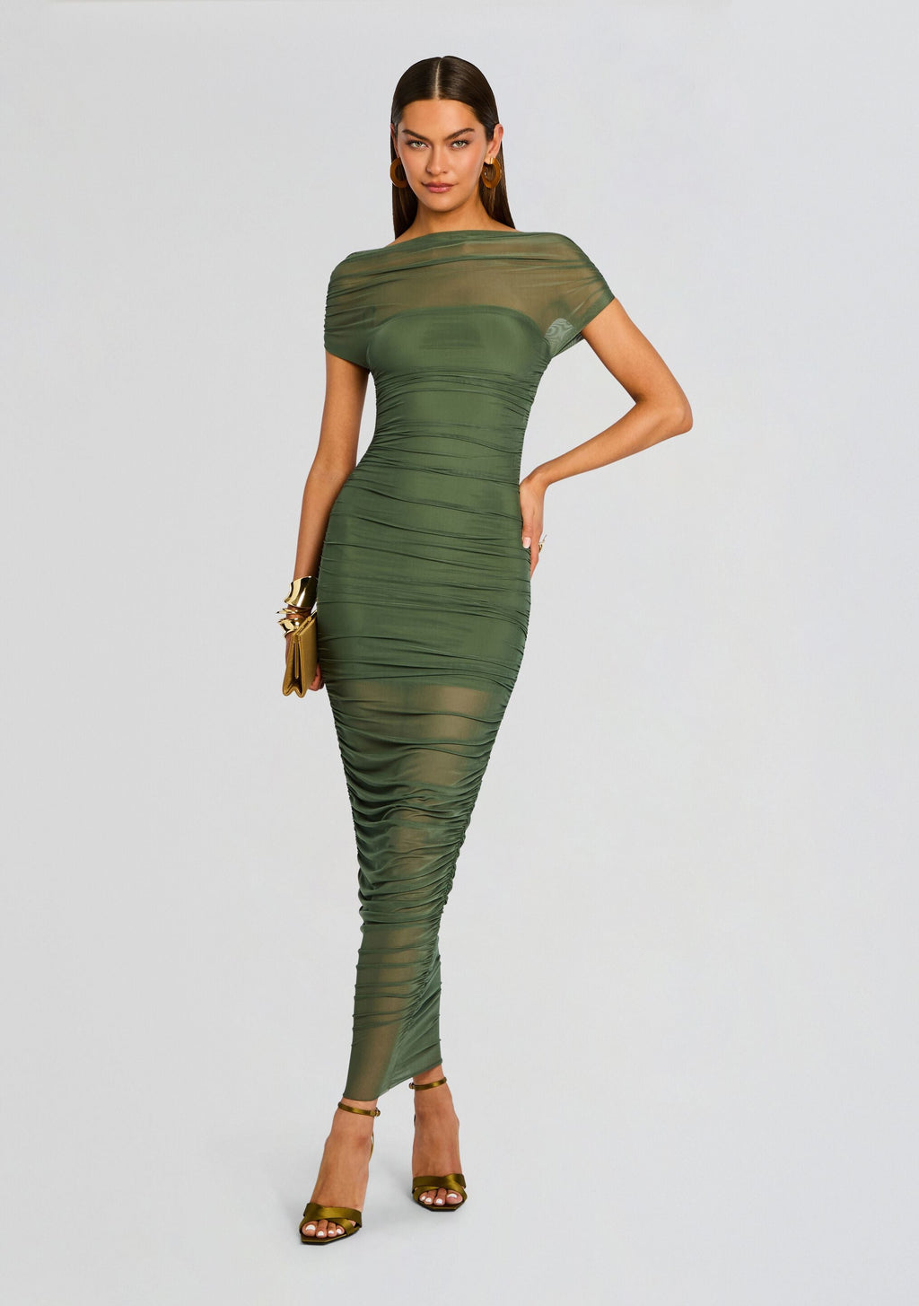 Noel Mesh Midi Dress by SEROYA in Grove Green, product image 5