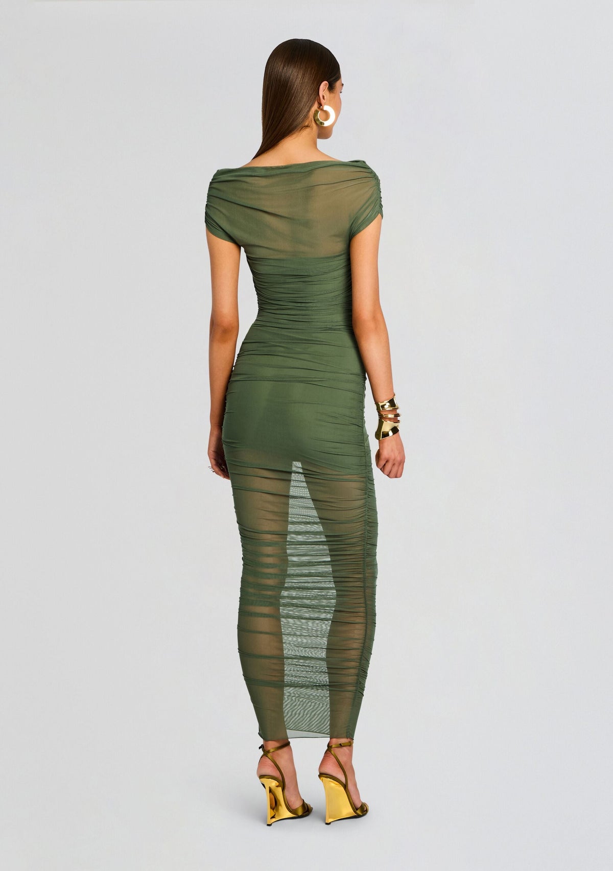 Noel Mesh Midi Dress by SEROYA in Grove Green, product image 4