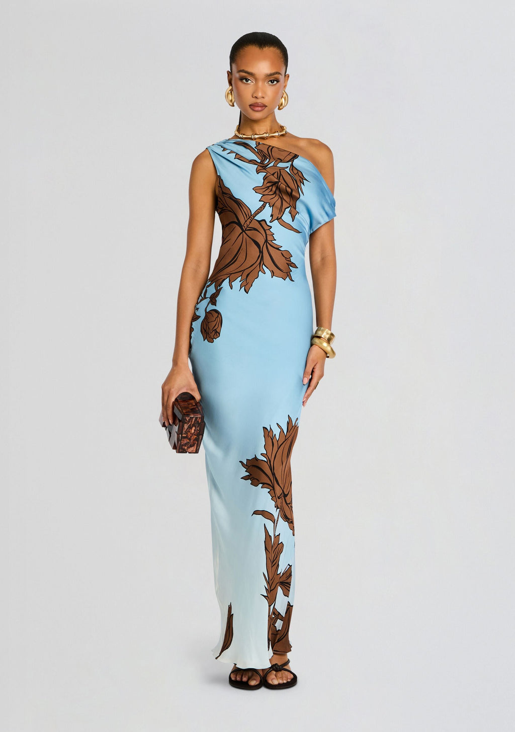 Cady One Shoulder Maxi Dress by Rococo Sand in Blue, product image 3