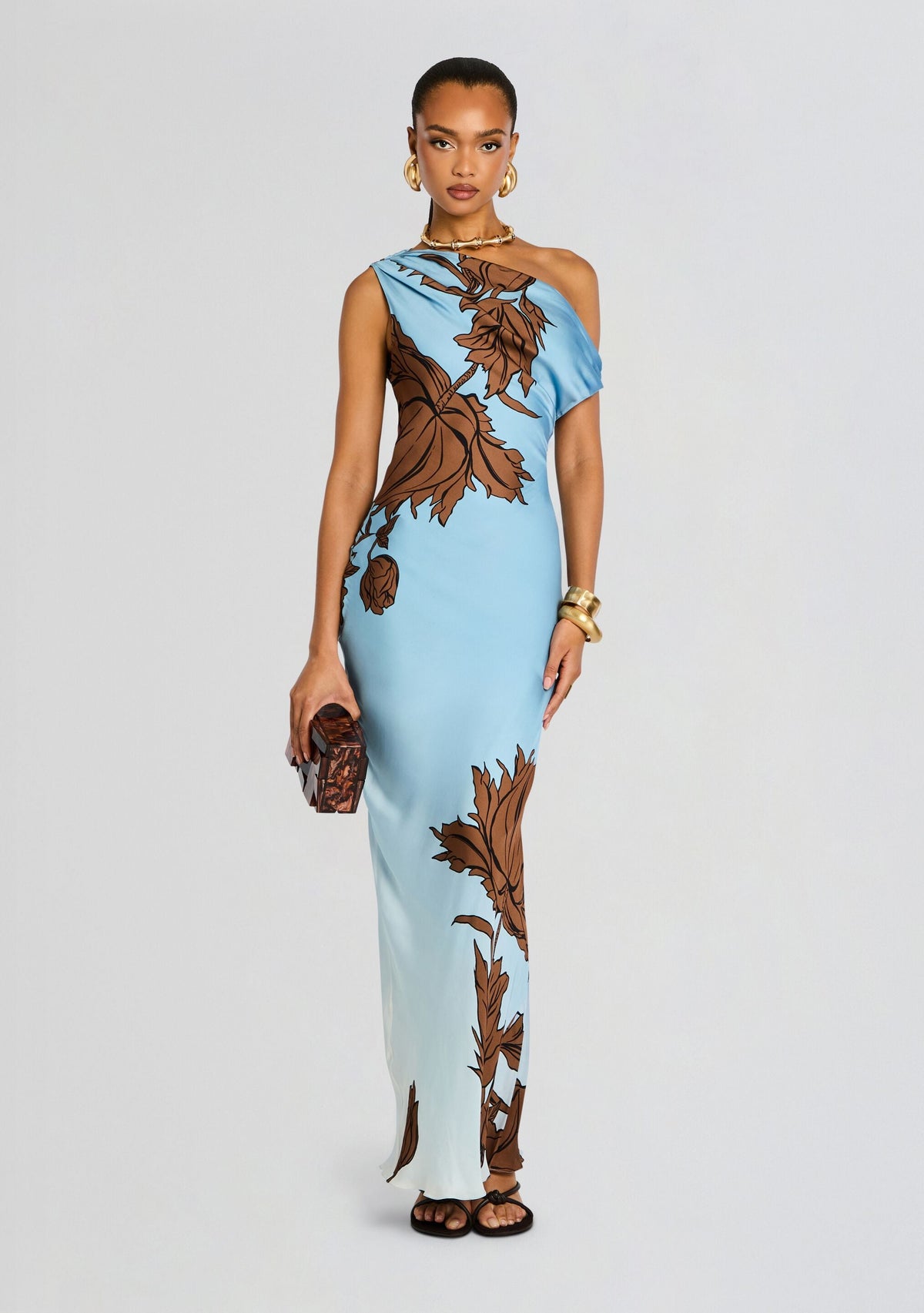 Cady One Shoulder Maxi Dress by Rococo Sand in Blue, product image 3