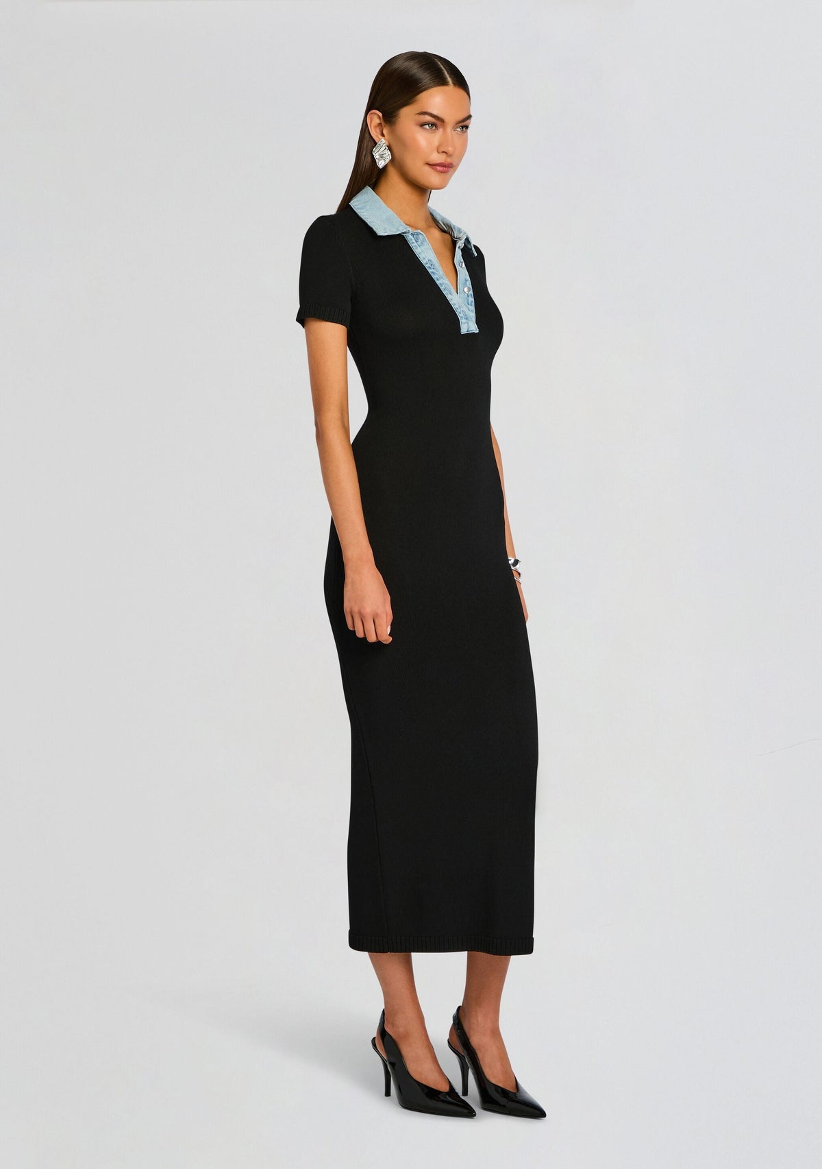 Reye Knit Maxi Dress by SEROYA in Black / Coastline, product image 3