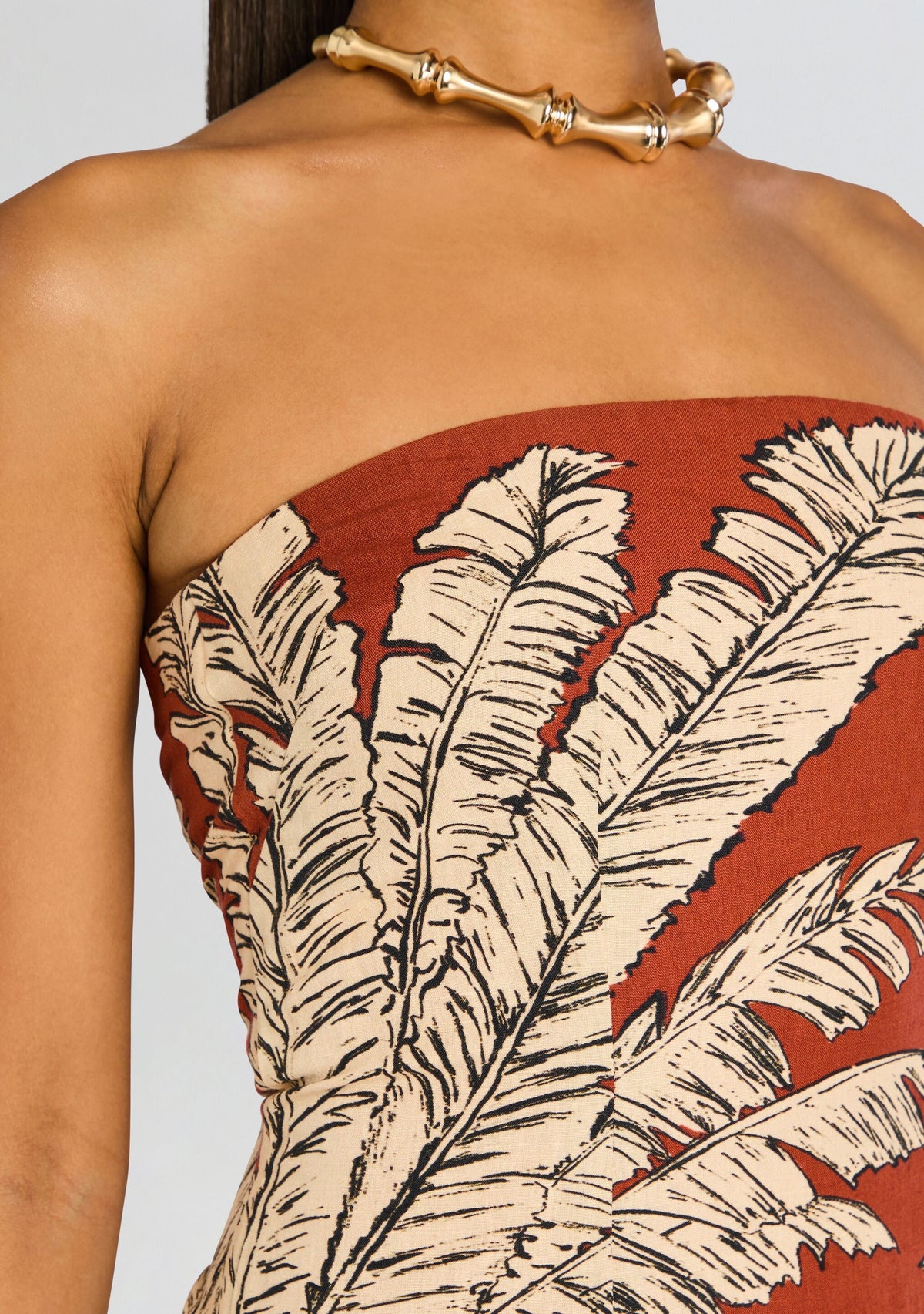 Palm Mini Dress by Hemant & Nandita in Terracotta, product image 2