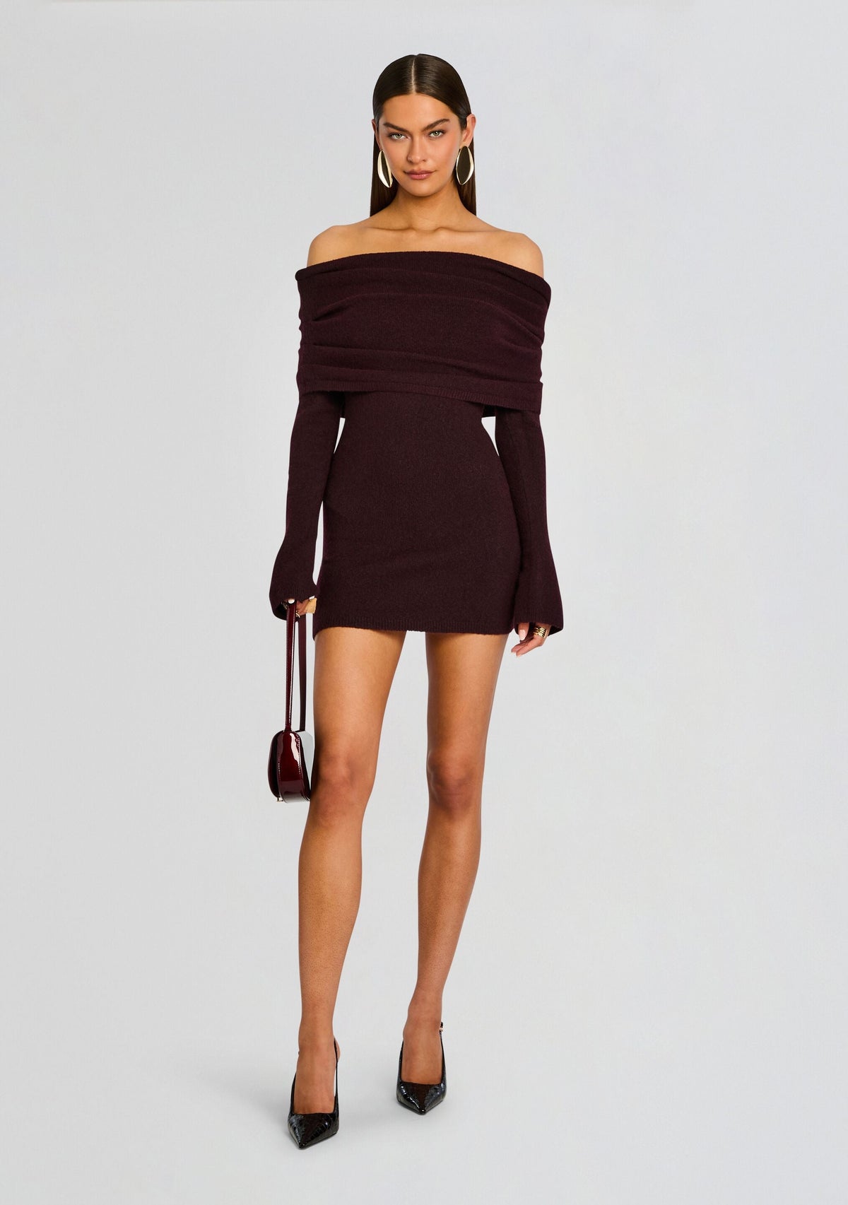 Selene Mini Dress by SEROYA in Merlot, product image 5
